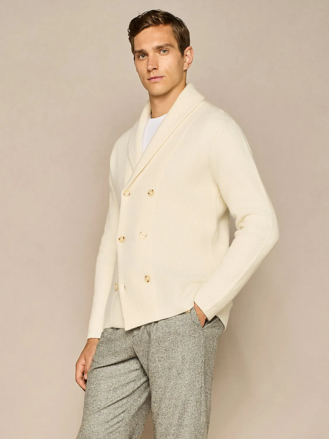 Paul Taylor Cardigan Sciallato Costa Inglese cardigan bianco doppiopetto