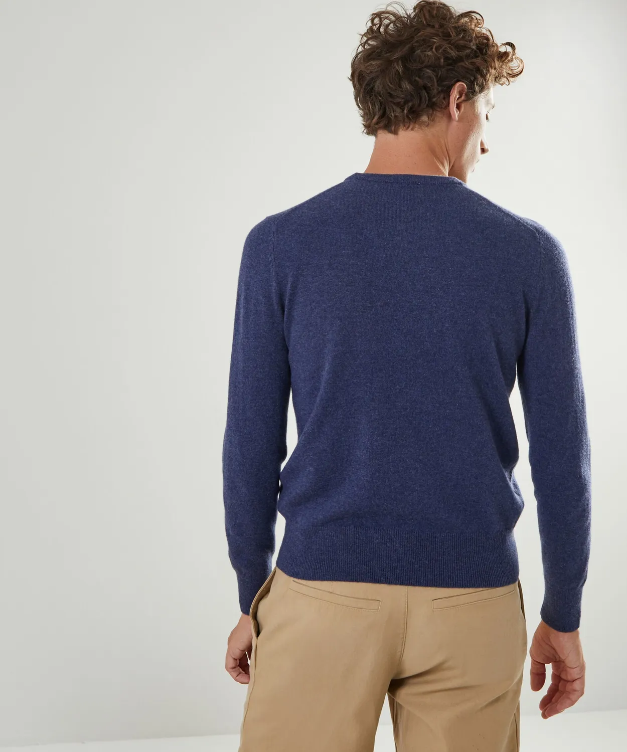 Rodier Maglione Girocollo Uomo Cashmere Blu Denim