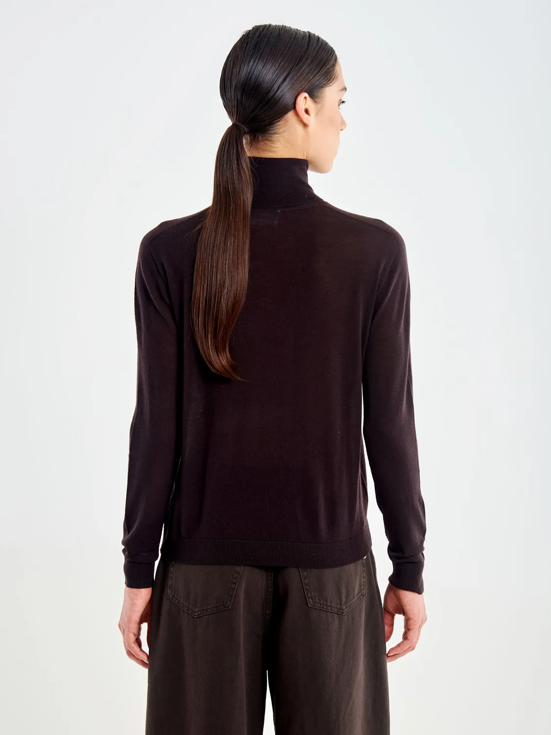 Vicolo Dolcevita Merinos Collo Alto Maglia Moro 100% Lana