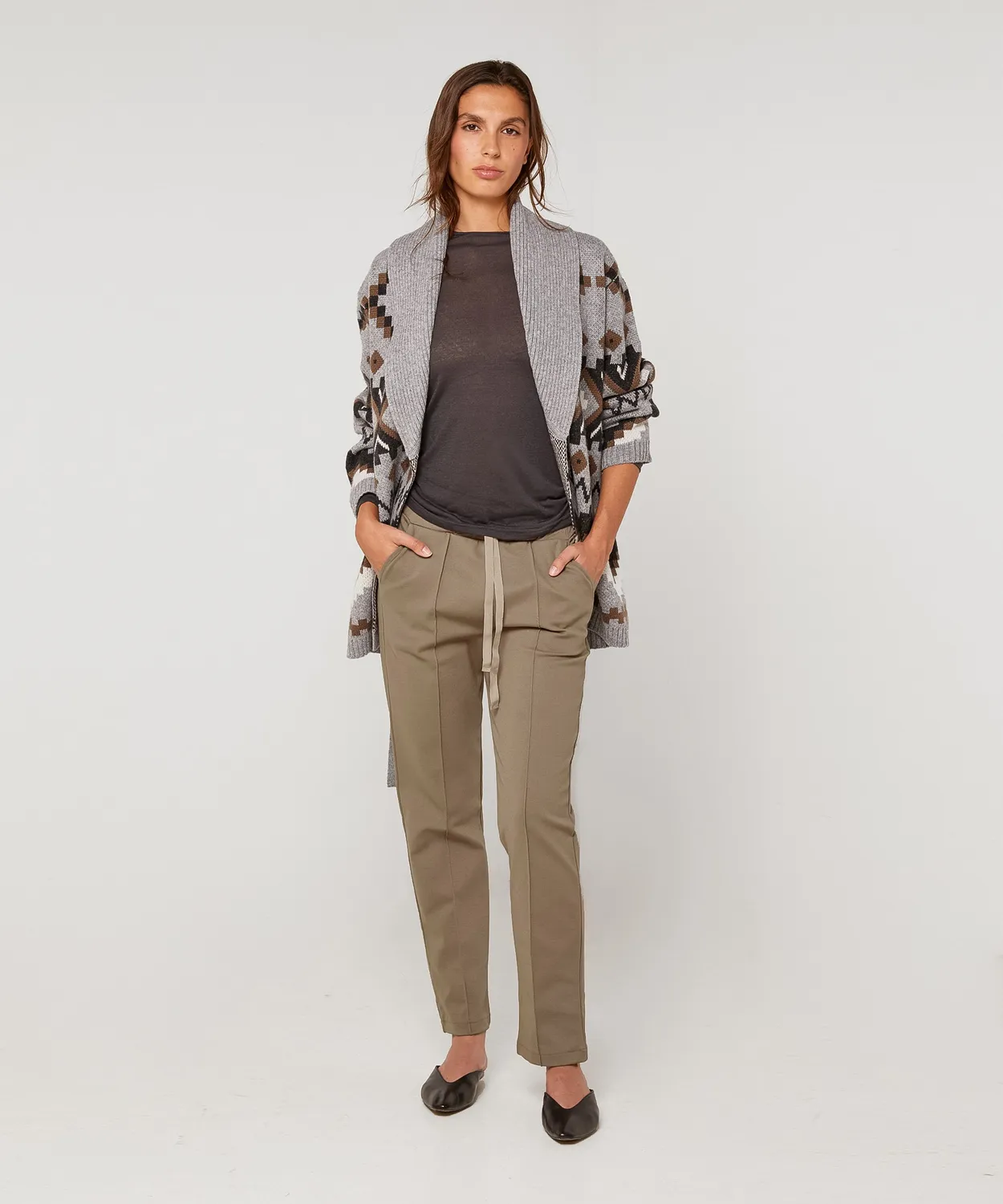 Rodier cardigan jacquard pied de poule grigio