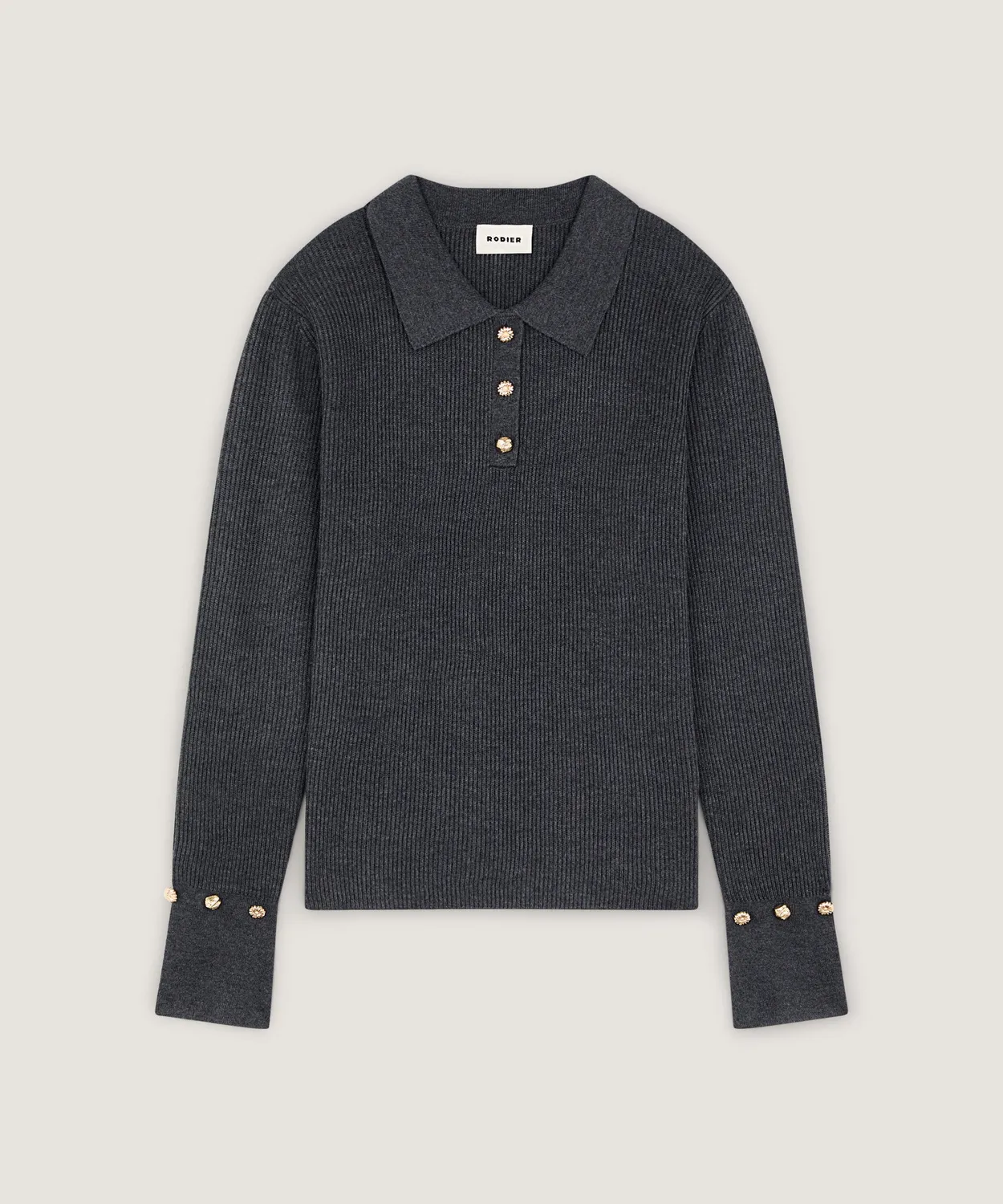 Rodier Polo Coste Grigio Scuro Donna Aderente