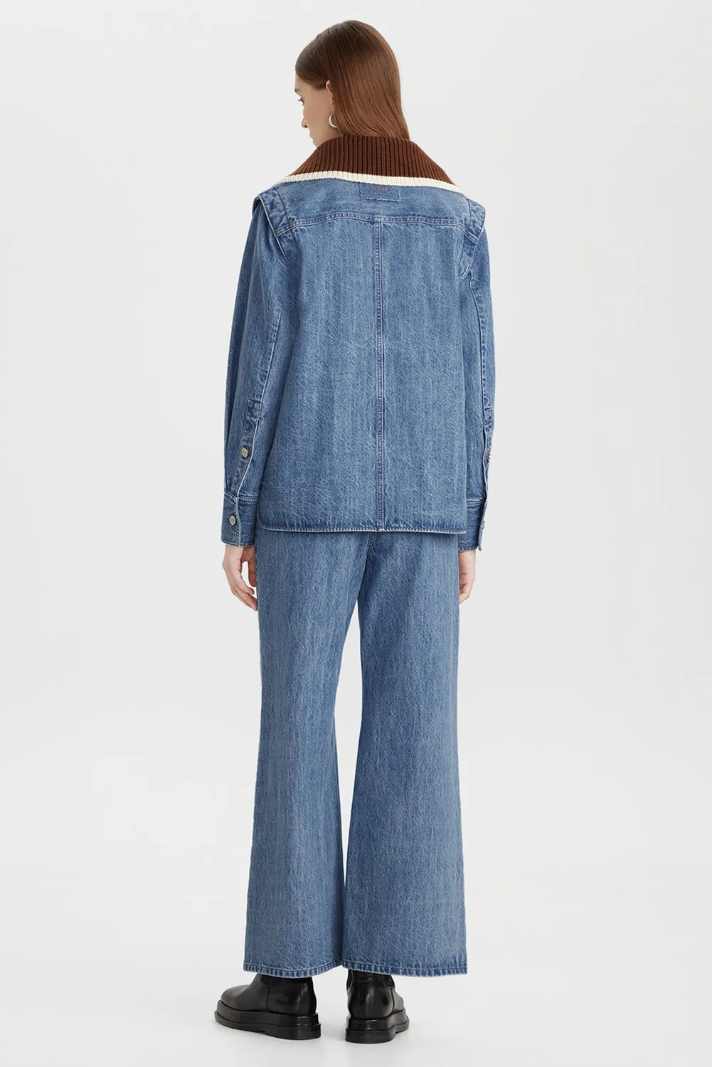 Ports 1961 Knit-Collar Camicia denim indigo utility