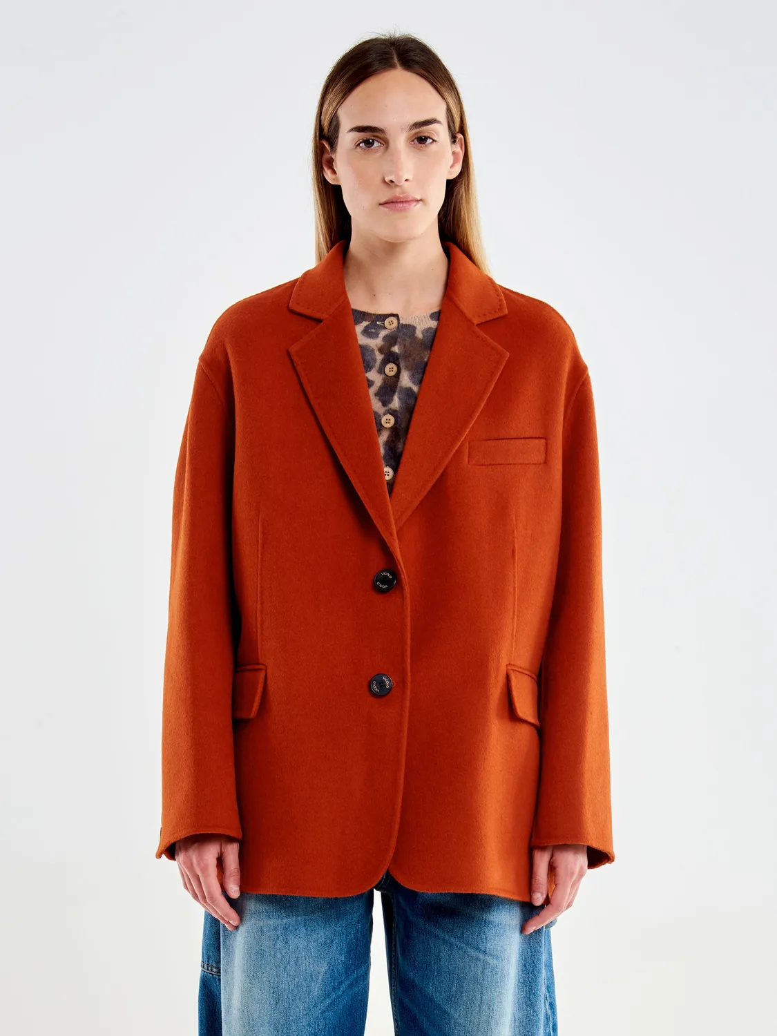 Vicolo Giacca Over Spalle Scese corta coccio lana