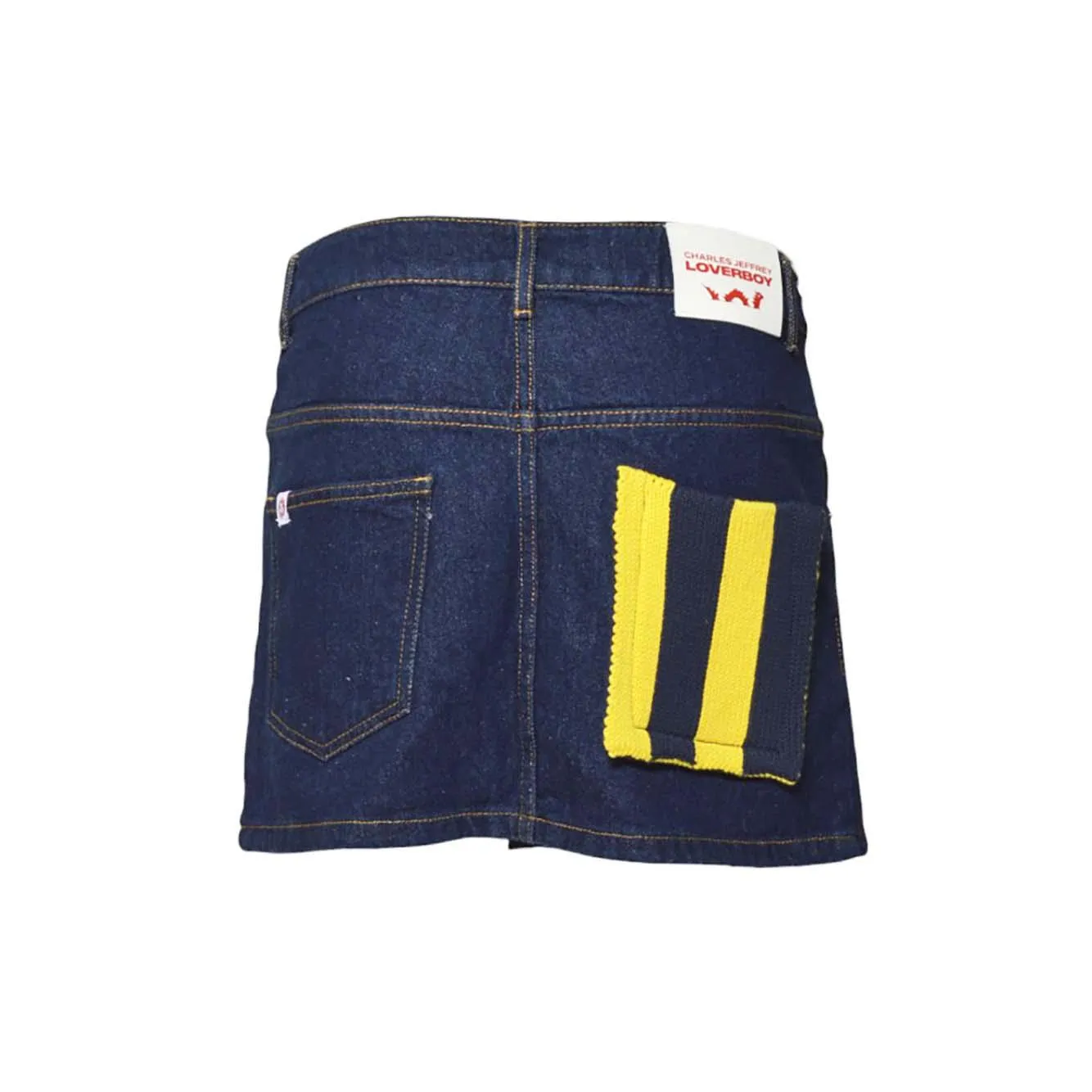 Charles Jeffrey Loverboy minigonna denim blu patch maglia XS