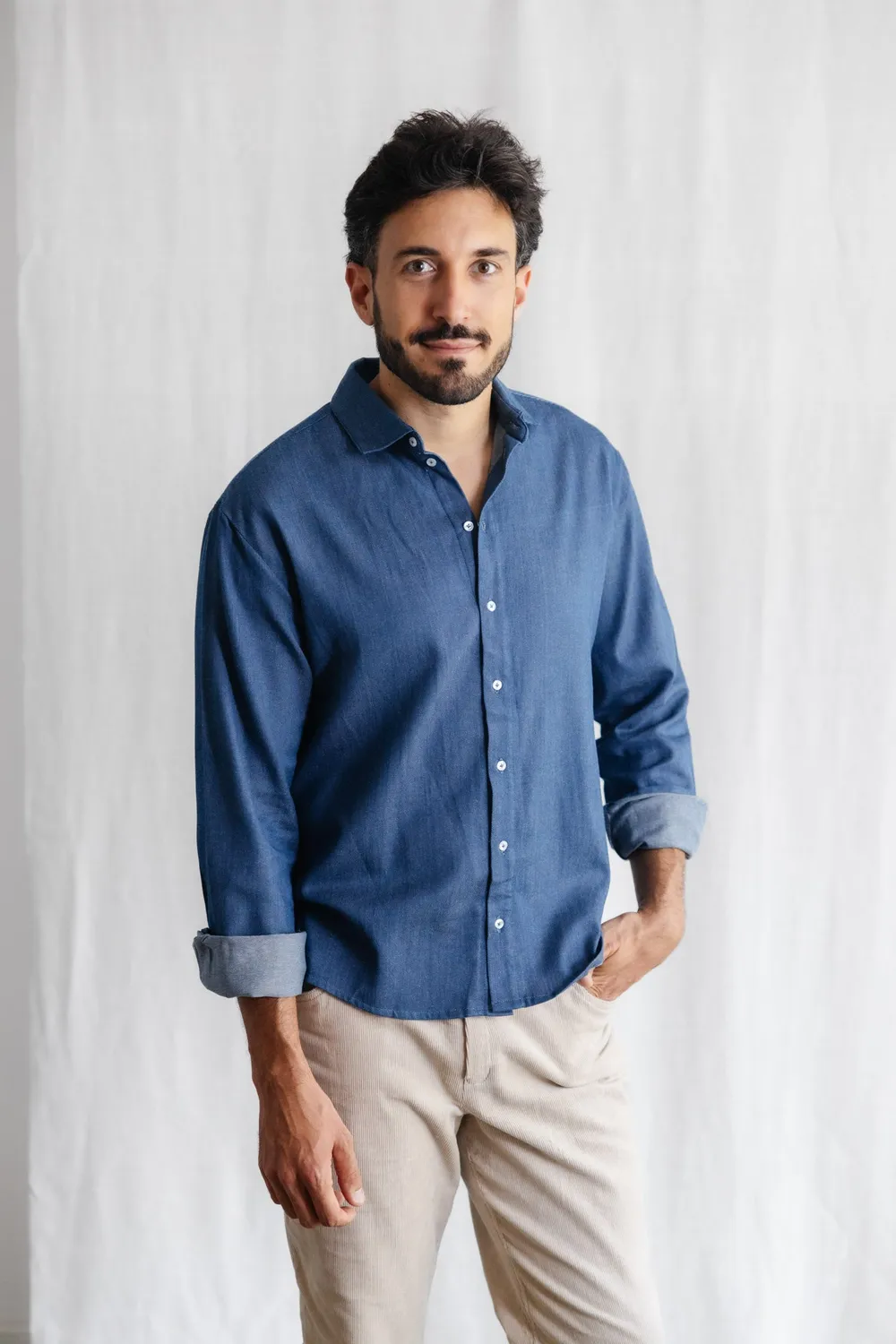 Jyoti Fair Works Nakshita Denim camicia denim uomo