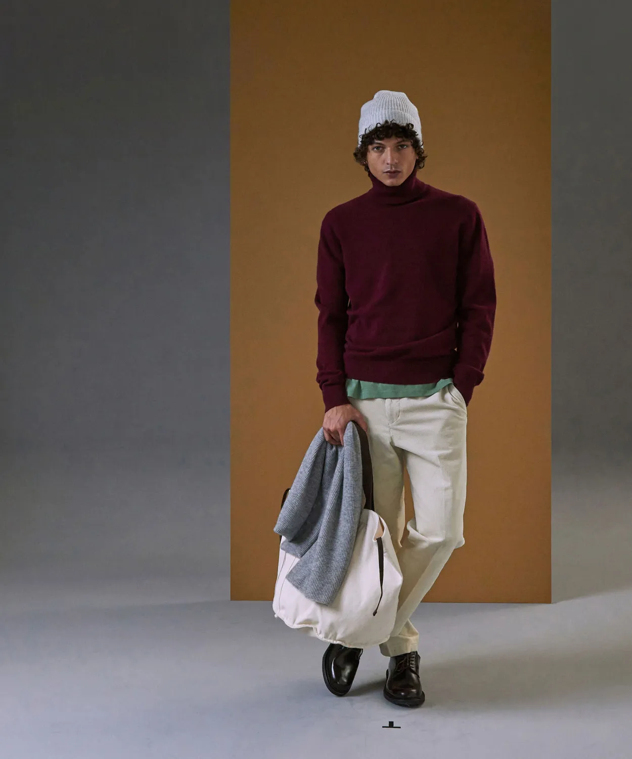 Rodier maglia dolcevita cashmere bordeaux uomo