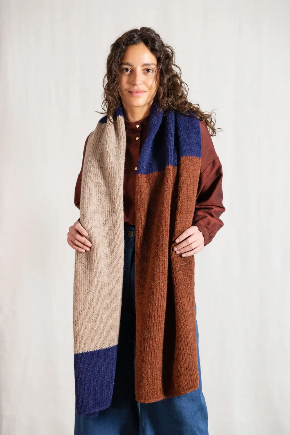 Jyoti Tapabocas Colorblock sciarpa in baby alpaca colorblock
