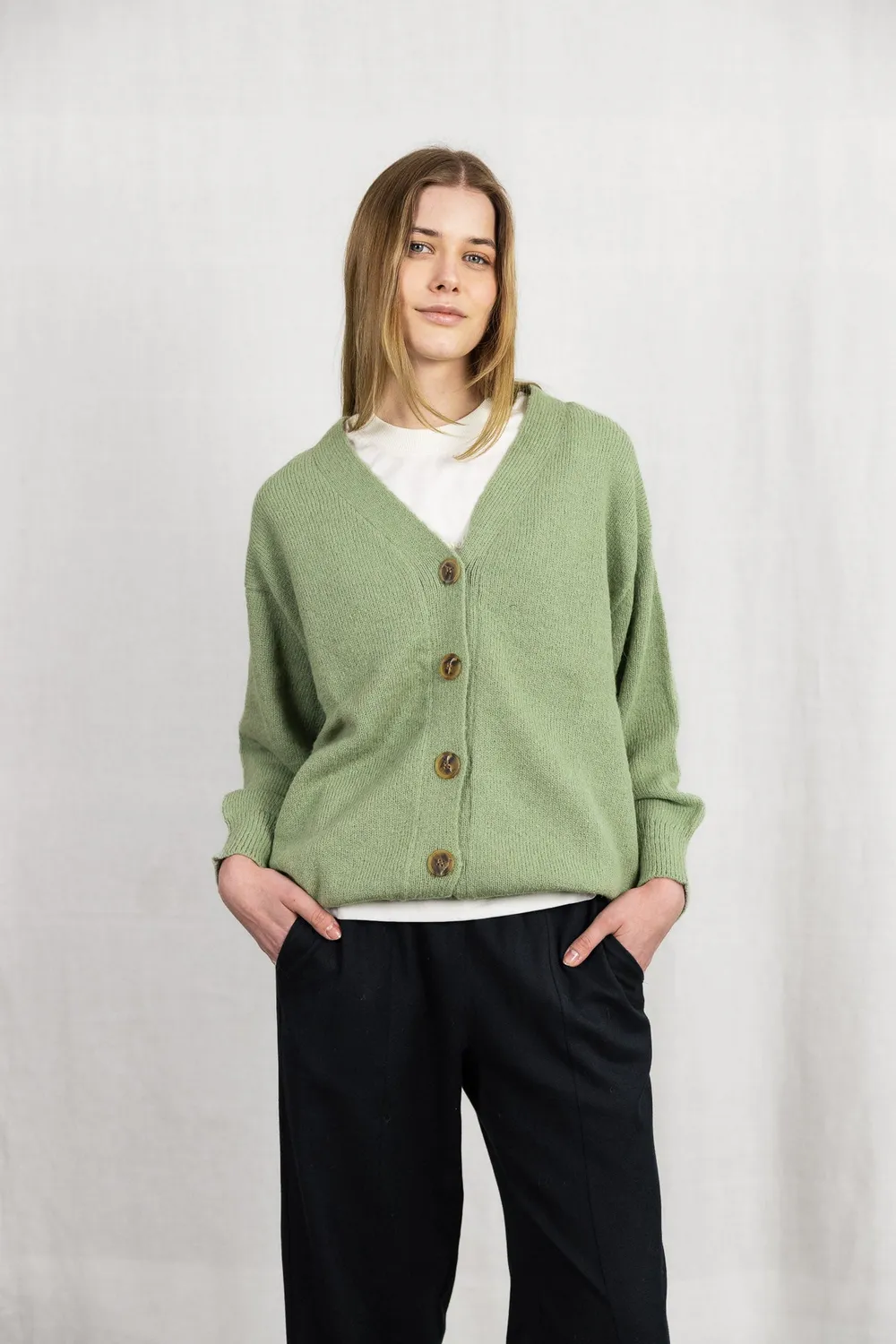 Jyoti Iquitos cardigan donna baby alpaca menta