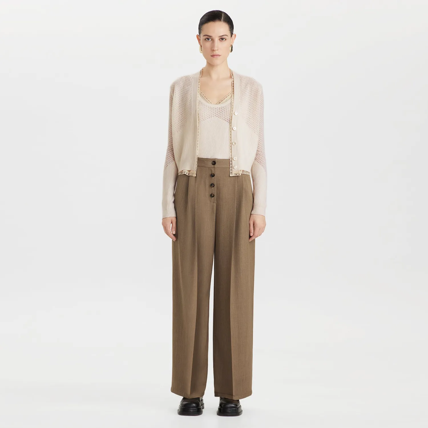 Ports 1961 Cardigan Cashmere Traforato bianco