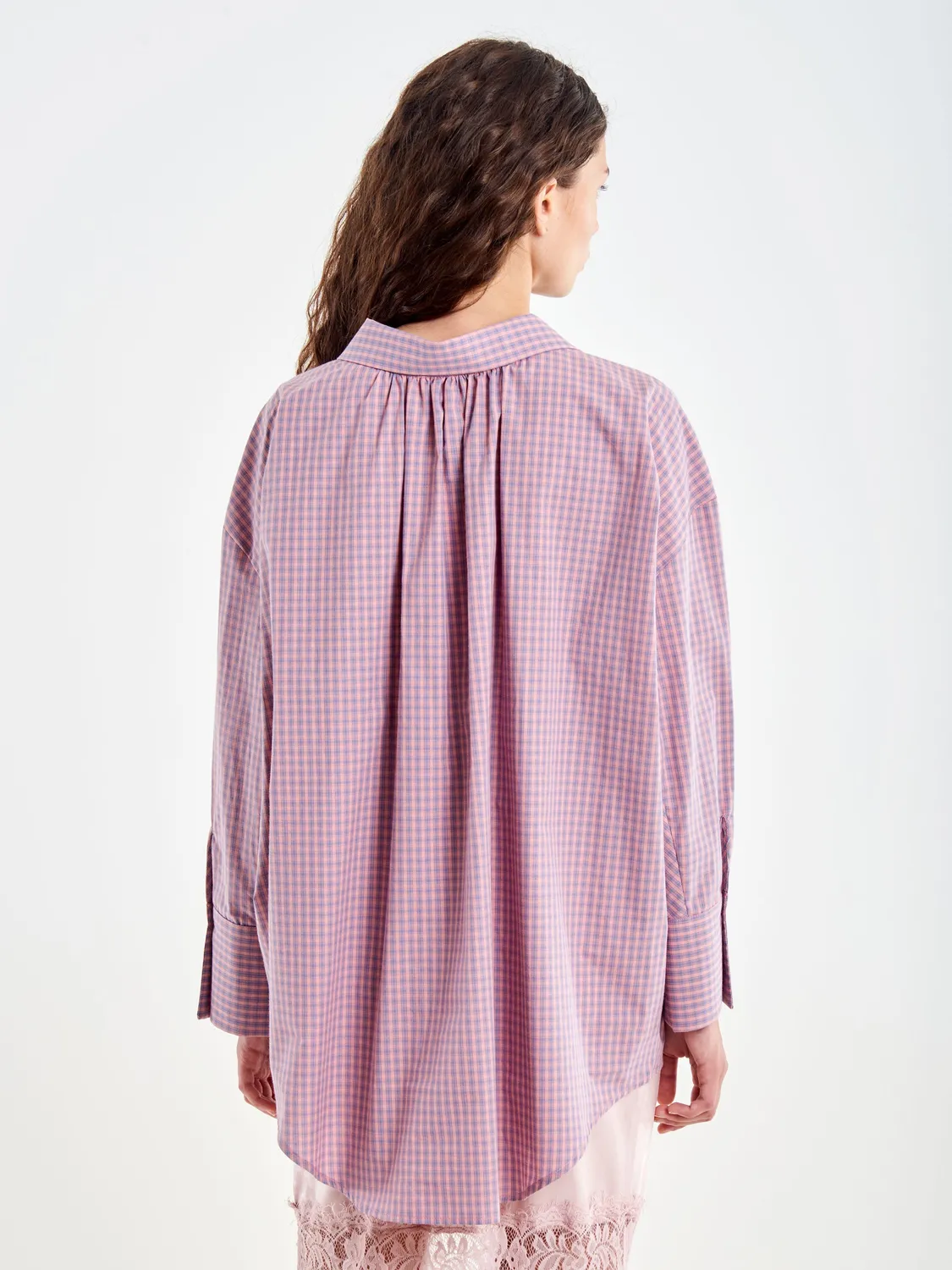Vicolo Set camicia reggiseno quadretti cipria taglia S