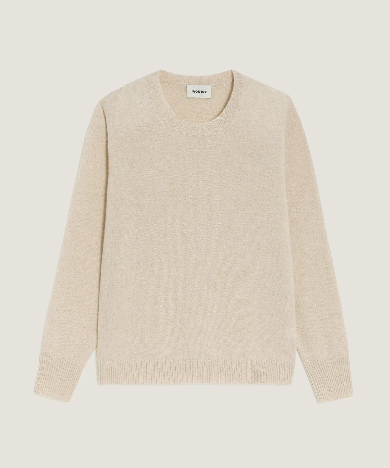 Rodier Maglione Girocollo Cashmere Beige S 2 Fili