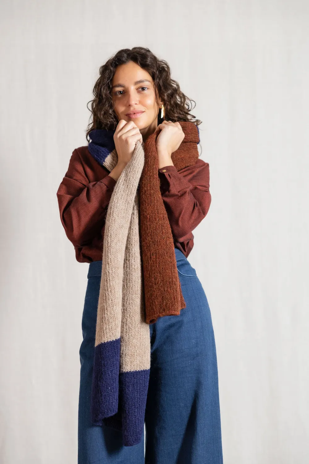Jyoti Tapabocas Colorblock sciarpa in baby alpaca colorblock