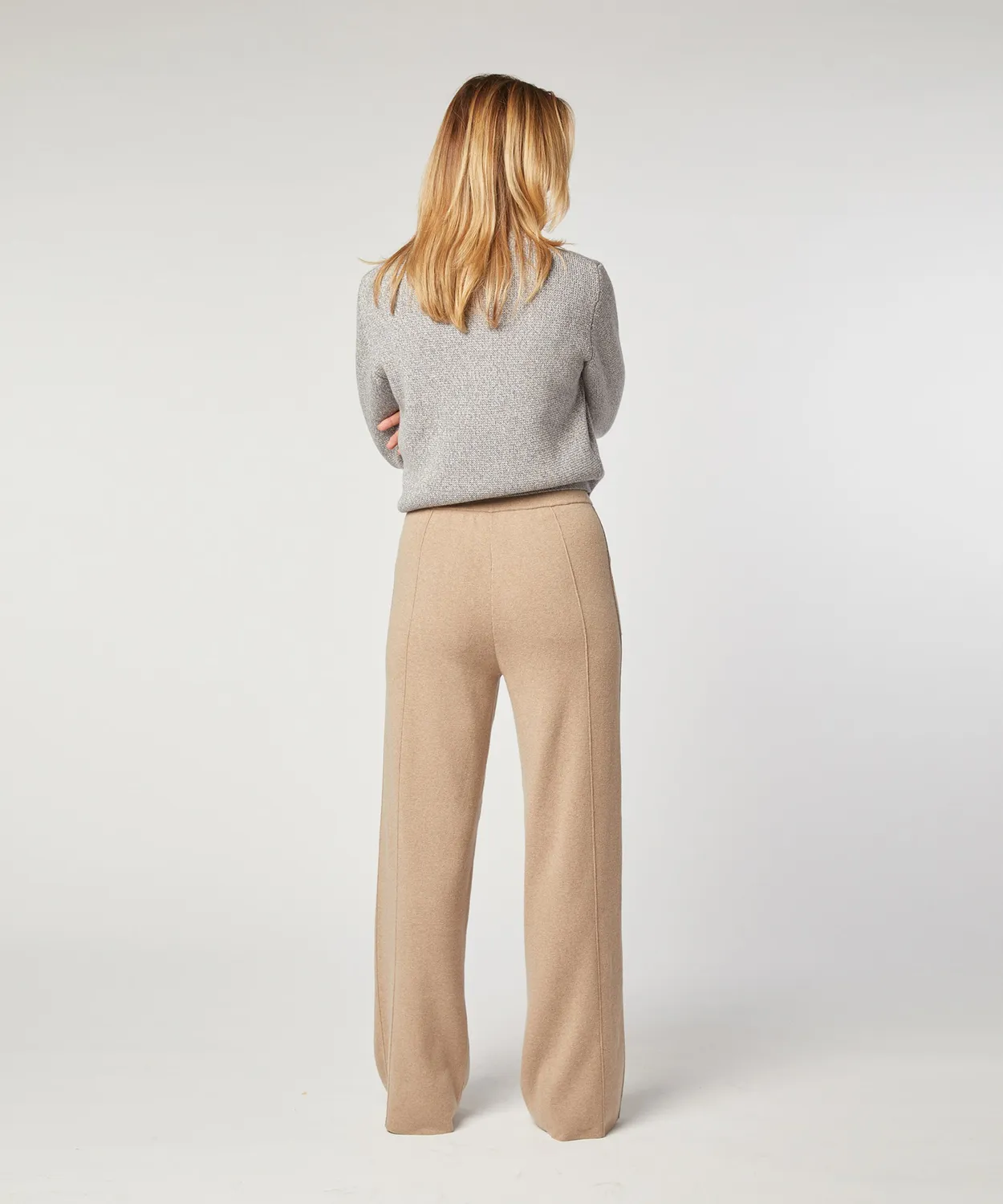 Rodier pantaloni maglia gamba larga beige