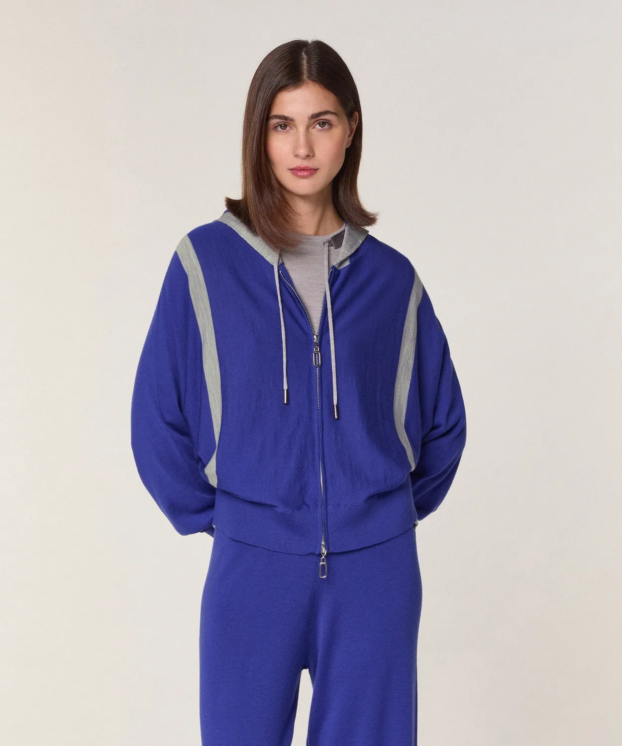 Rodier Gilet cappuccio merino Blu Oltremare taglia L