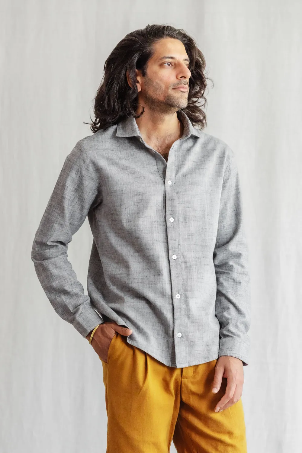 Jyoti - Fair Works Himat camicia cotone grigia uomo