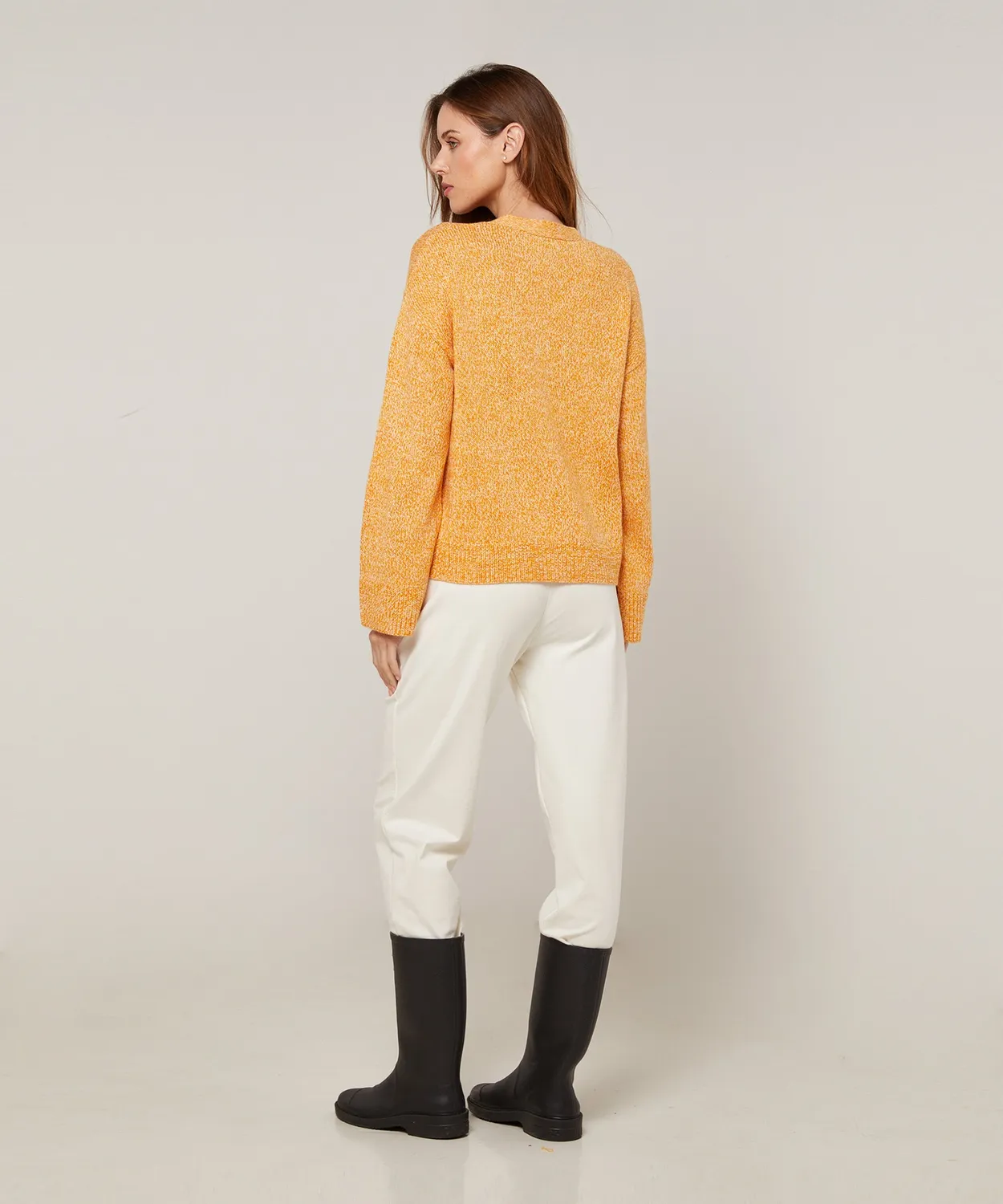 Rodier Cardigan corto mélange giallo