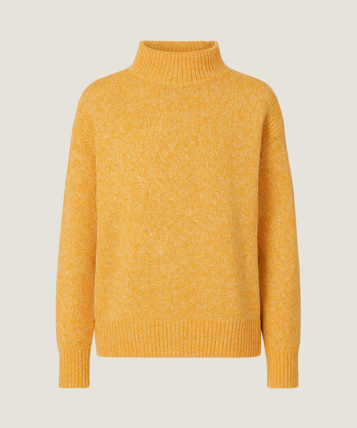 Rodier maglione collo alto giallo maglia mélange dritta