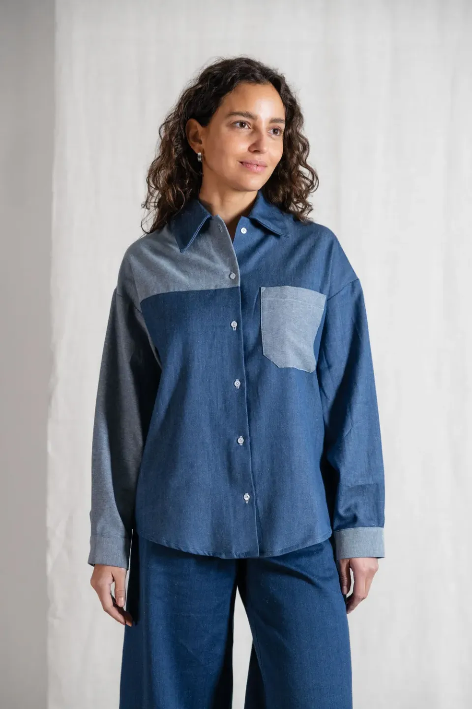 Jyoti Ashrit camicia denim cotone leggera