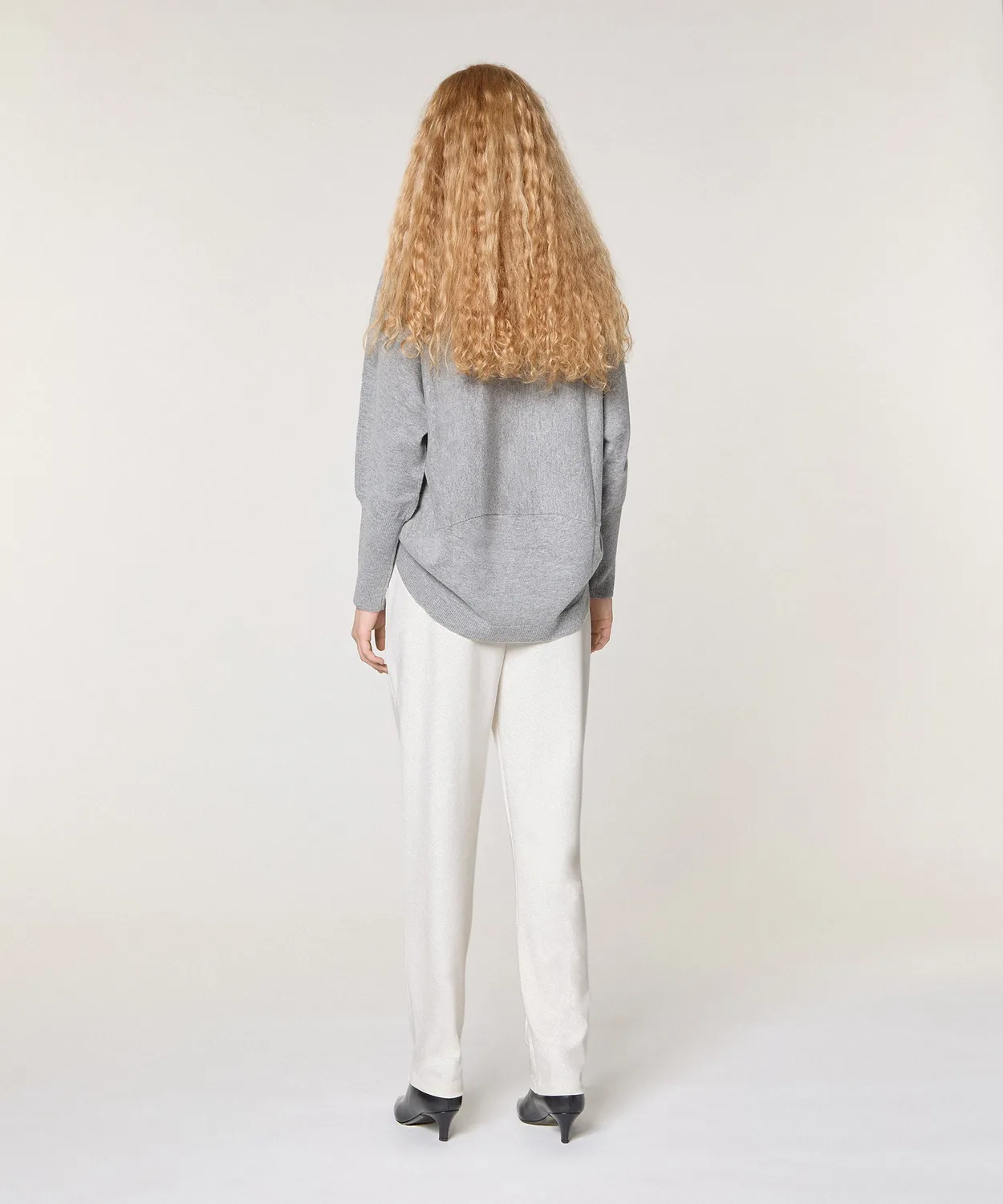 Rodier maglia collo alto lana cashmere grigio ampia