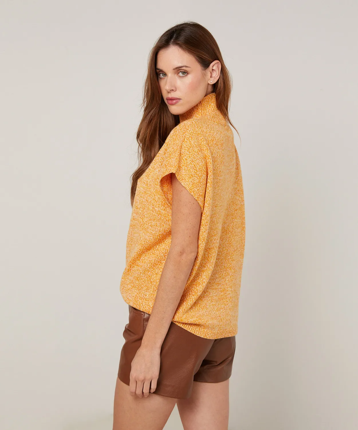 Rodier maglione lupetto maniche corte giallo mélange