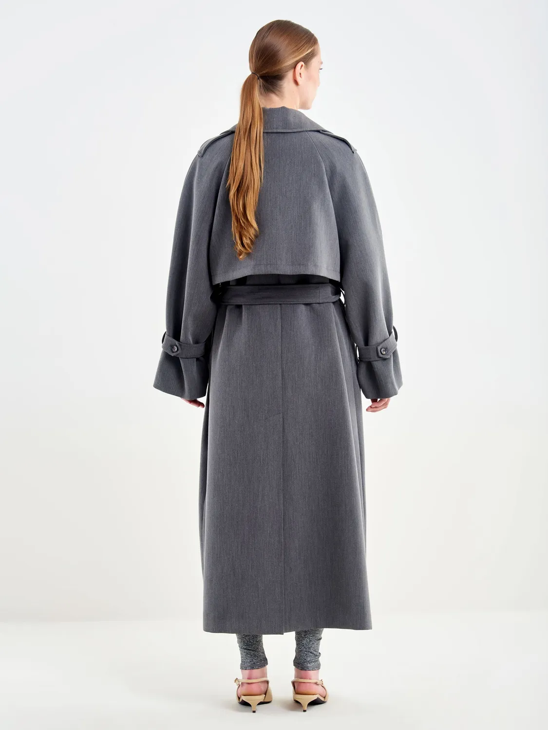 Vicolo Cappotto Trench Doppiopetto grigio antracite lungo
