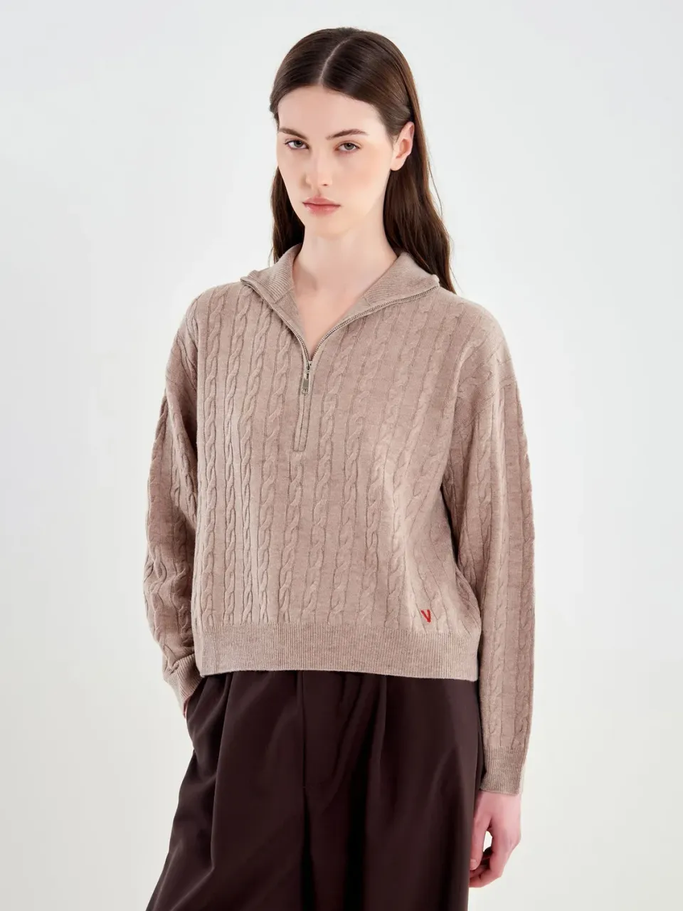 Vicolo Pull Camionneur a Trecce Beige Taglia M Lana