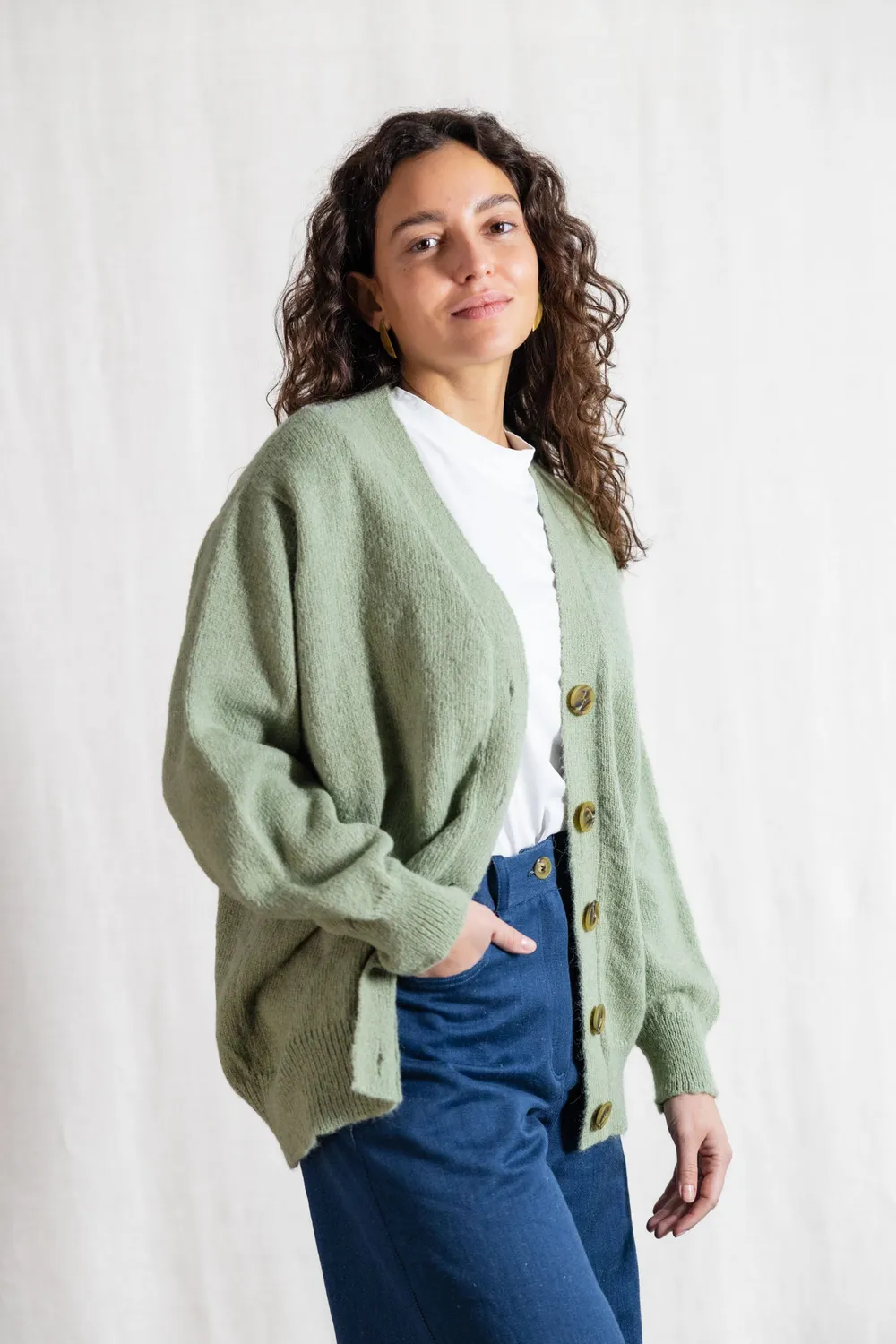 Jyoti Iquitos cardigan donna baby alpaca menta