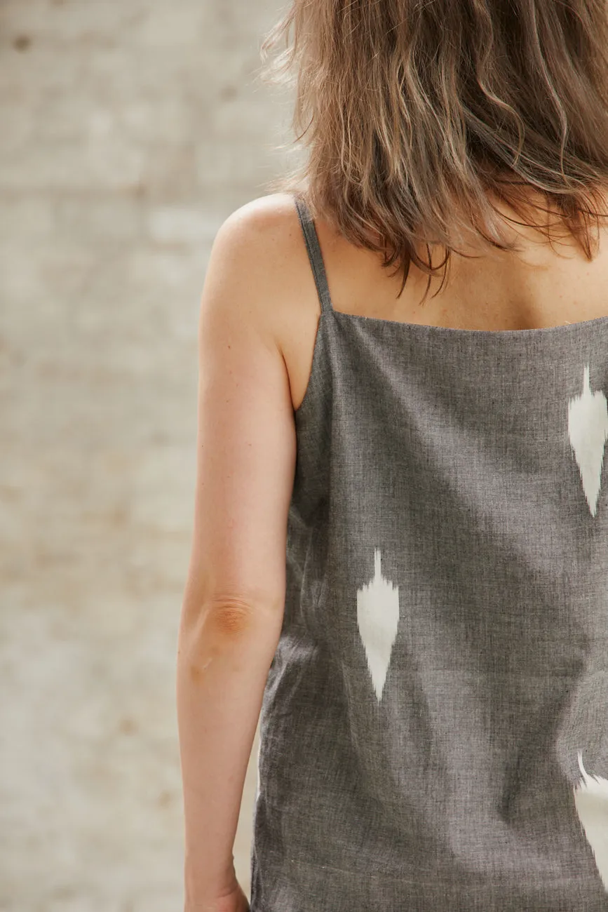 Jyoti Fair Works Renu Ikat Grey abito cotone grigio