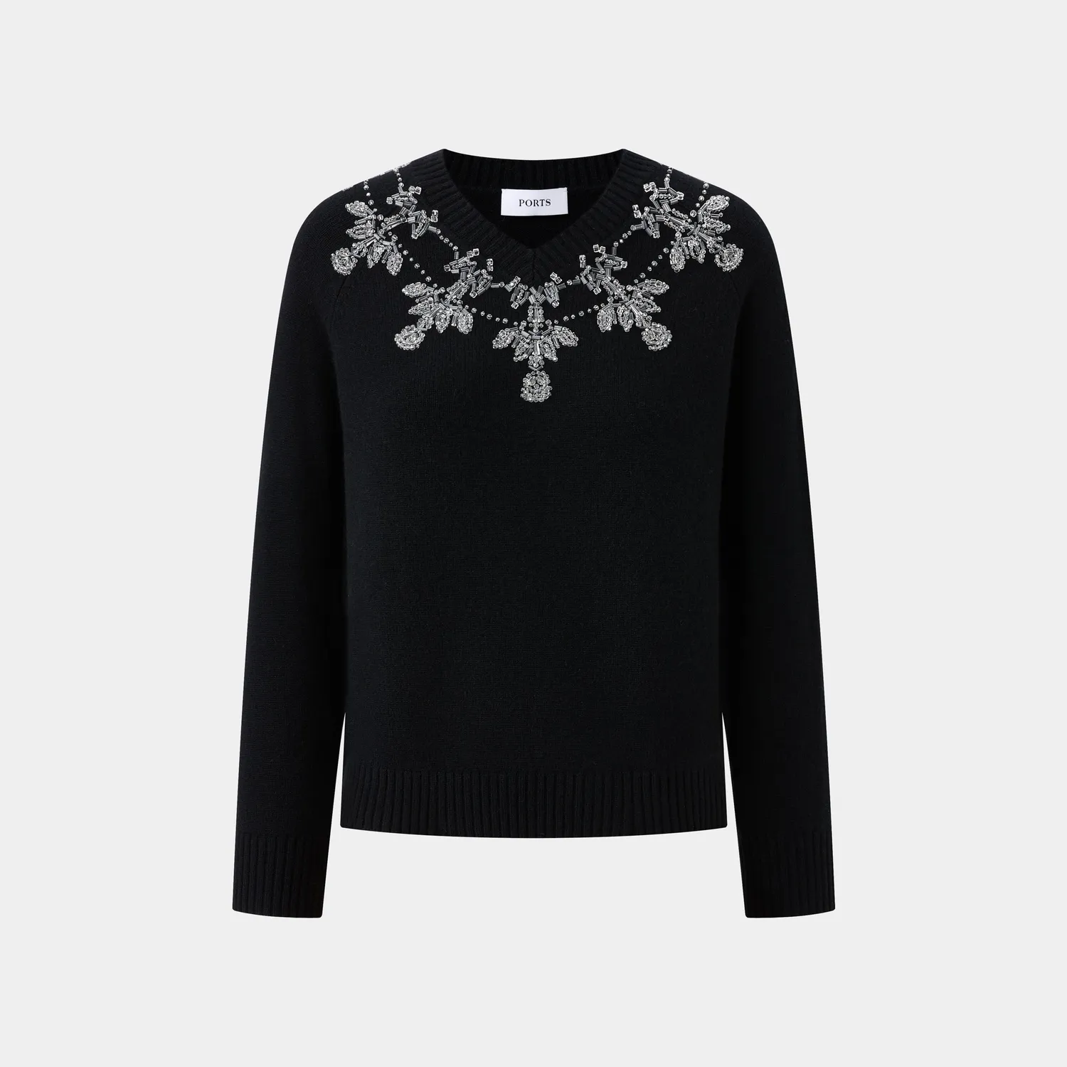 PORTS Snowflake maglione lana cashmere nero