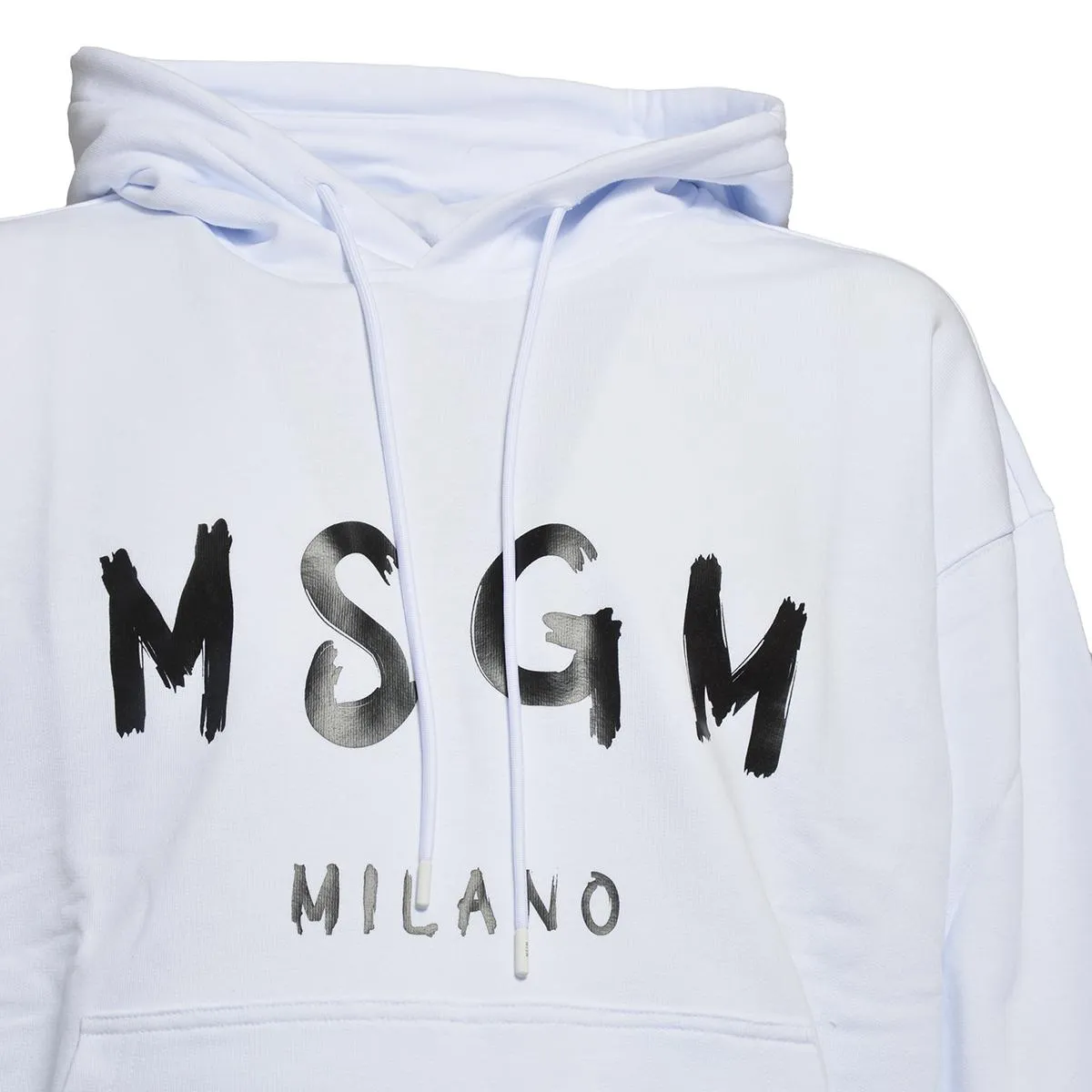 MSGM 2000MM515200000 felpa cappuccio bianca cotone