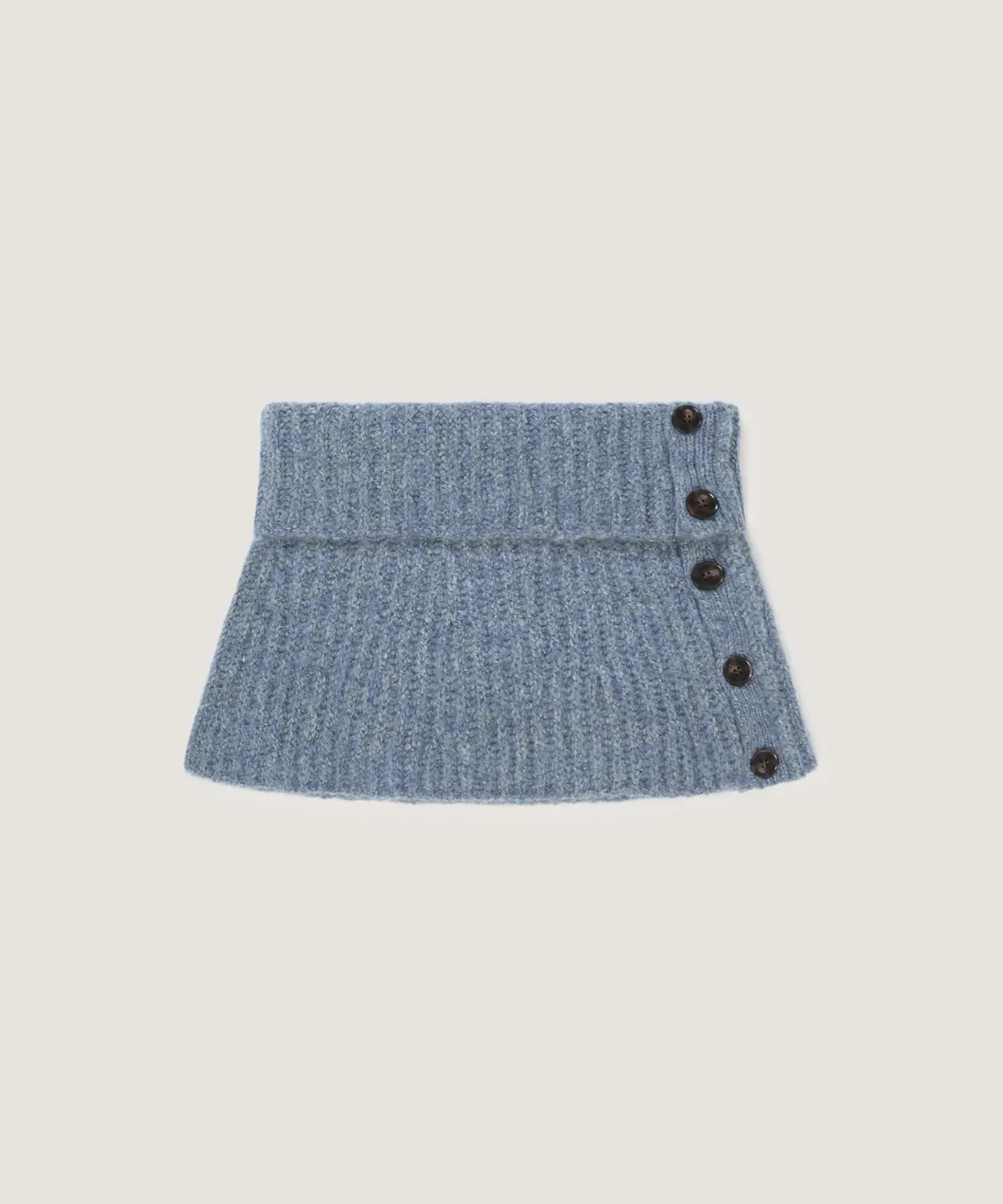 Rodier Scaldacollo Maglia Grossa Donna Blu con Bottoni