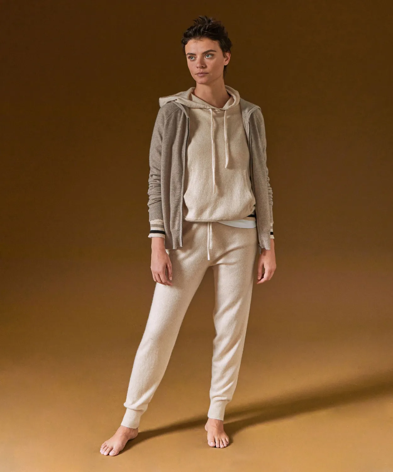 Rodier Giacca cappuccio cashmere moka