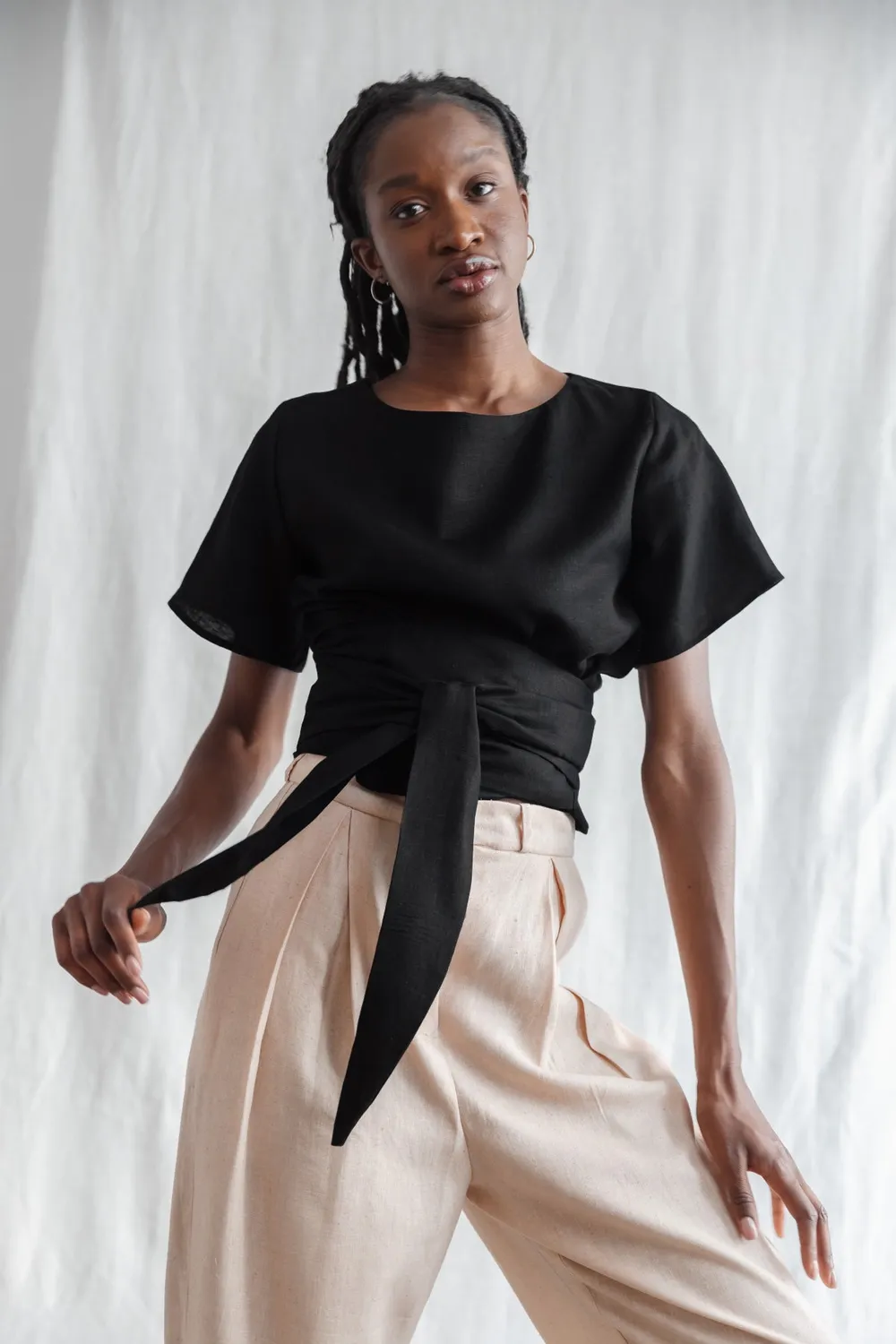 Jyoti Amaranth camicia incrociata cotone nero