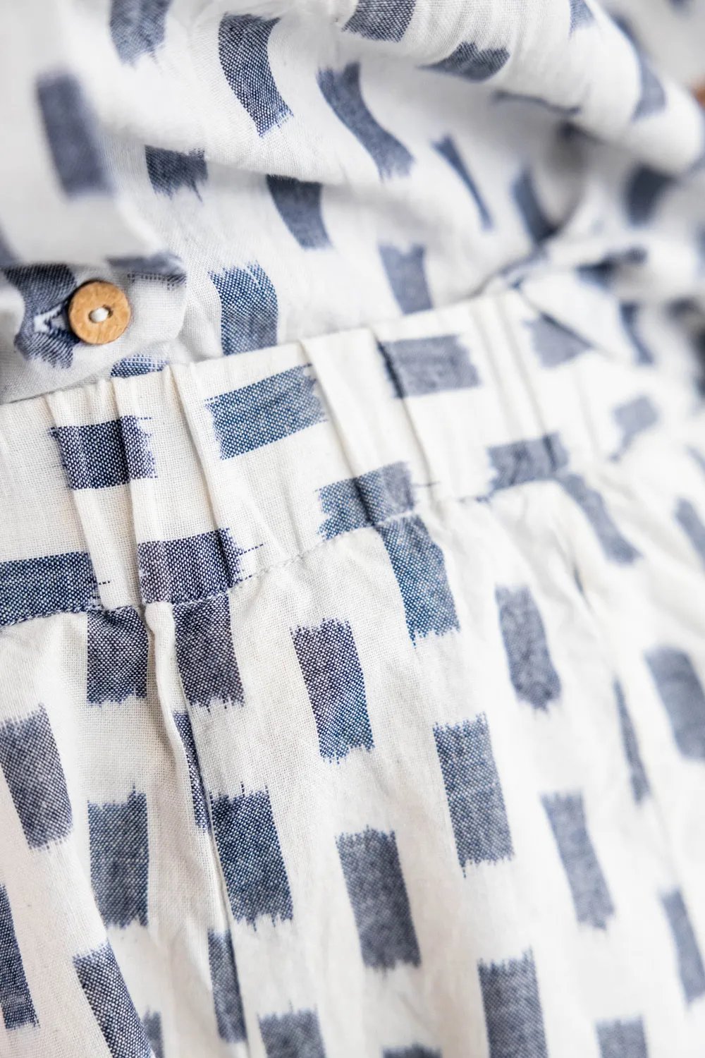 Jyoti Sitaar shorts cotone bianco ikat