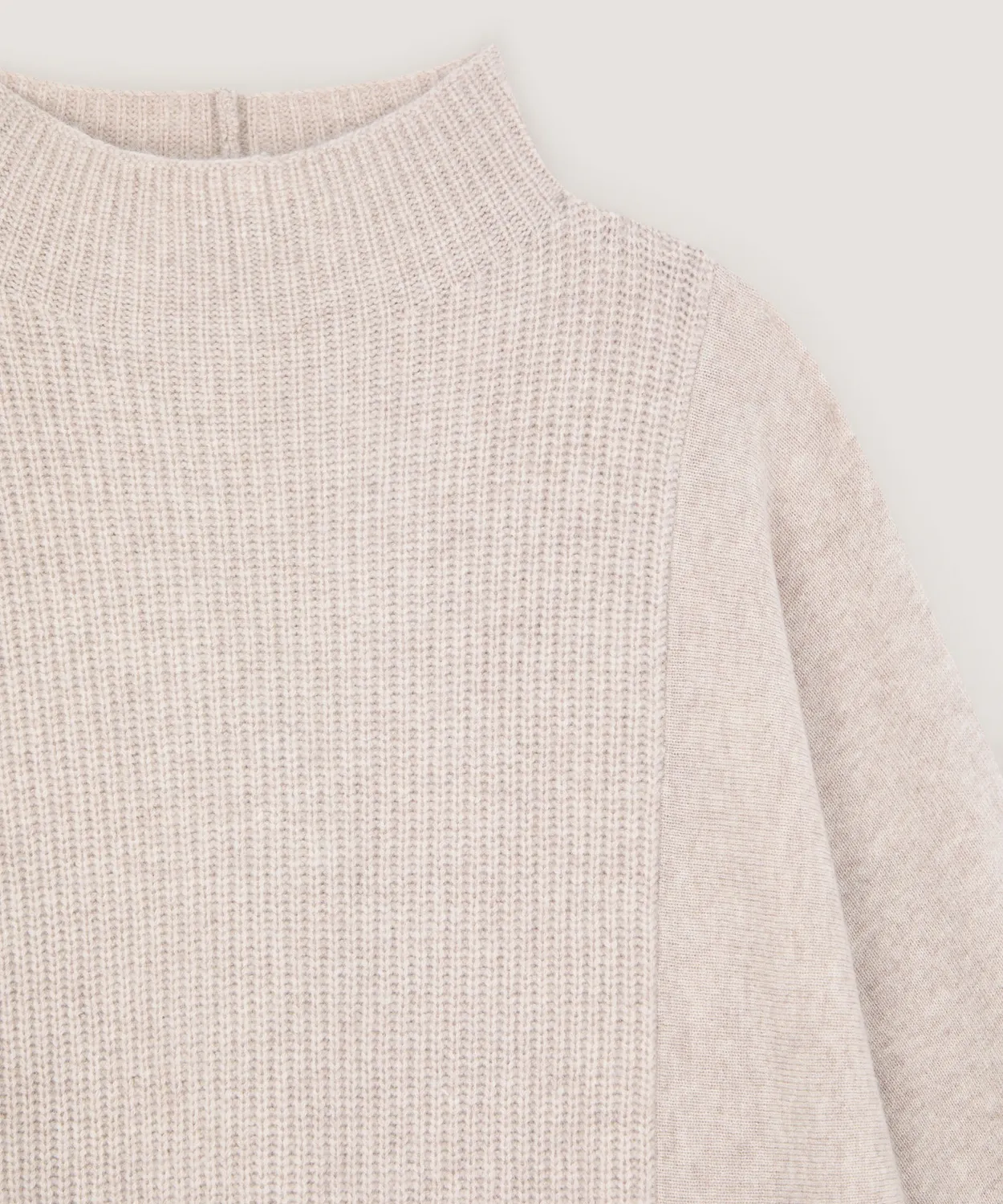 Rodier Maglia Collo Alto Lana Cashmere Maglione Beige