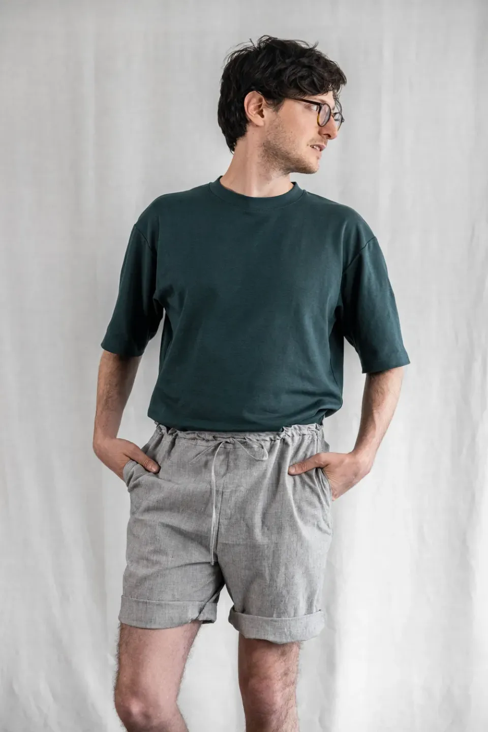 Jyoti Devaki pantaloncini cotone grigio chiaro