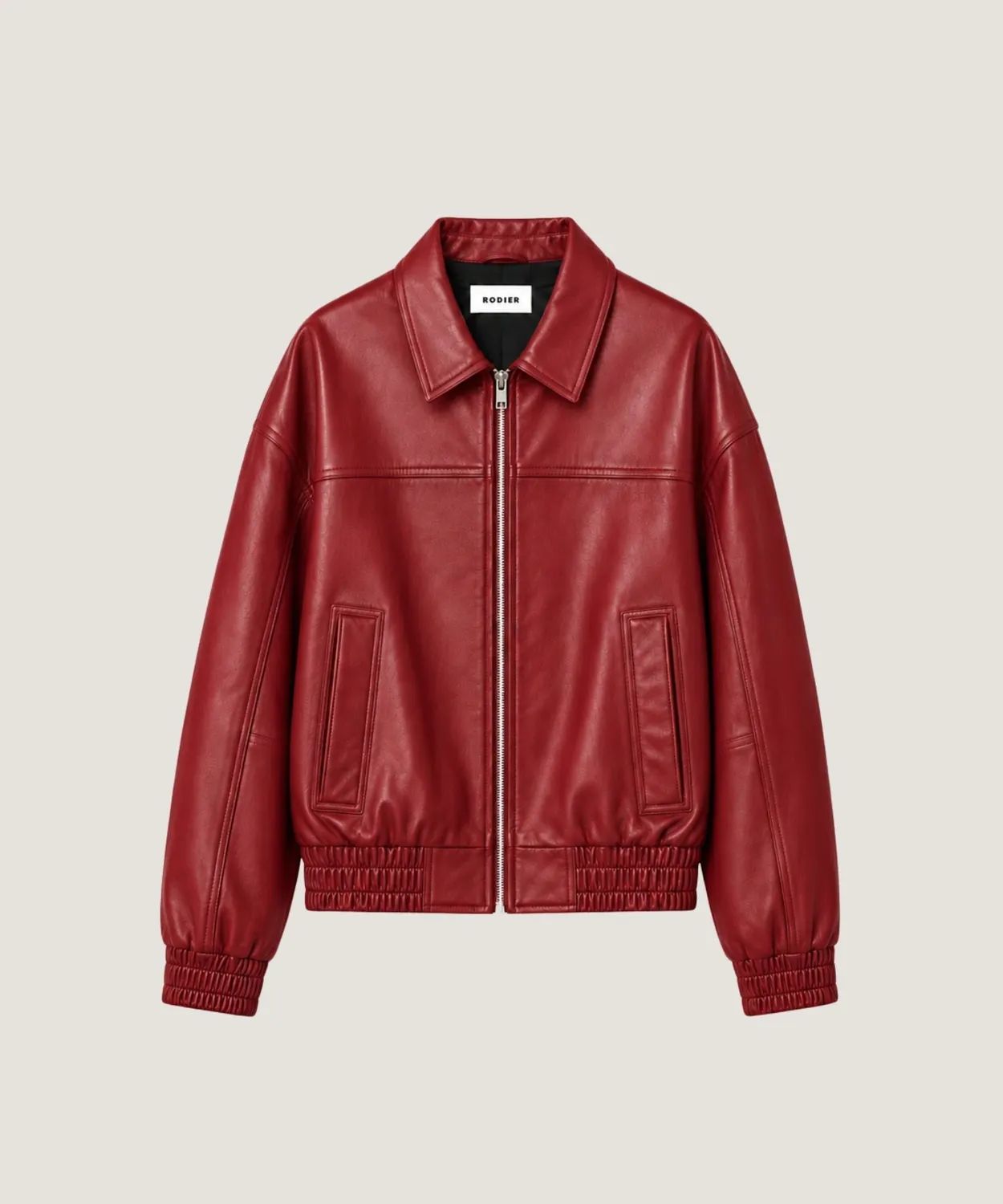 Rodier Bomber in pelle bordeaux zip