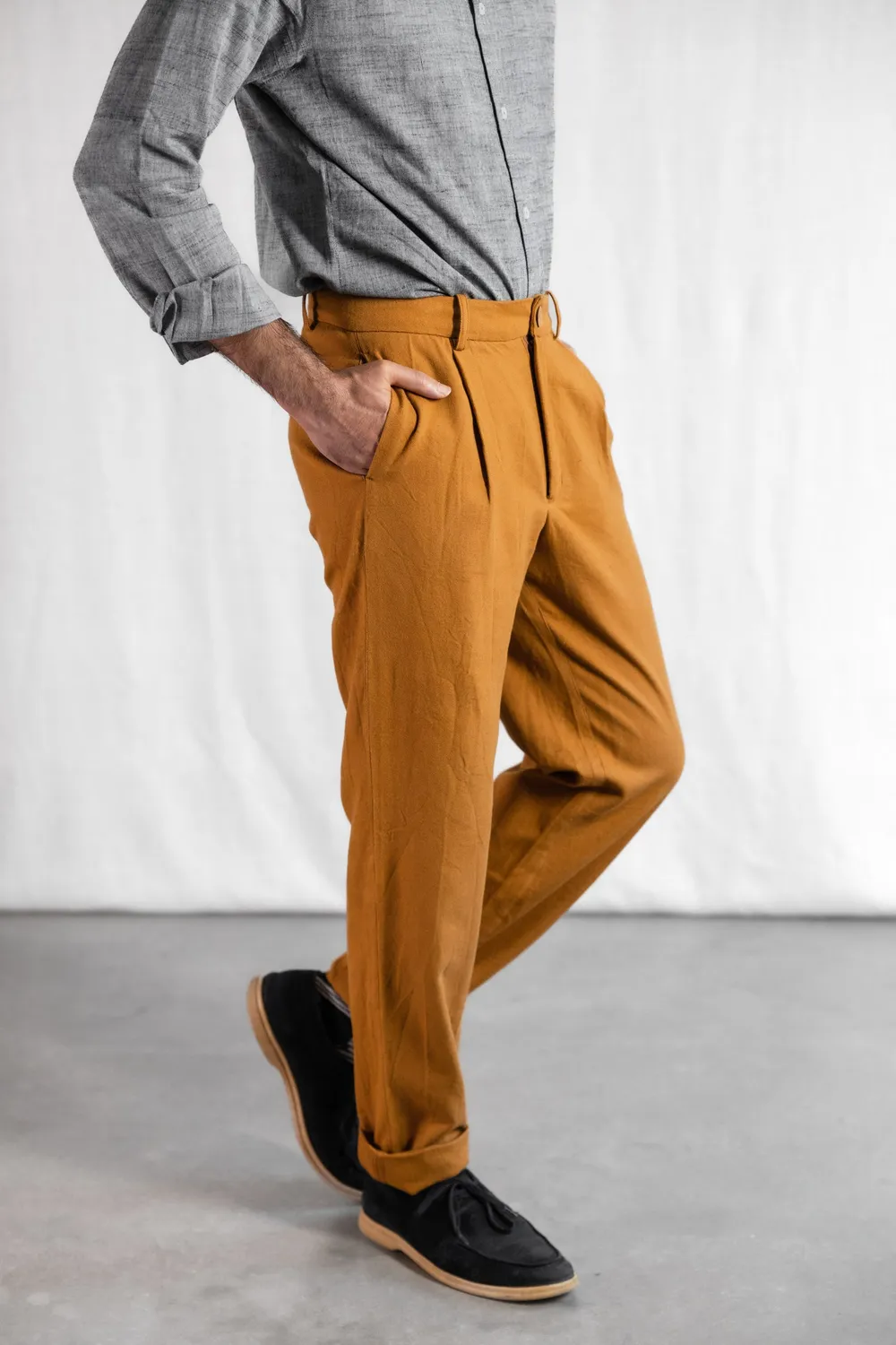 Jyoti Fair Works Sameer pantaloni cotone curry