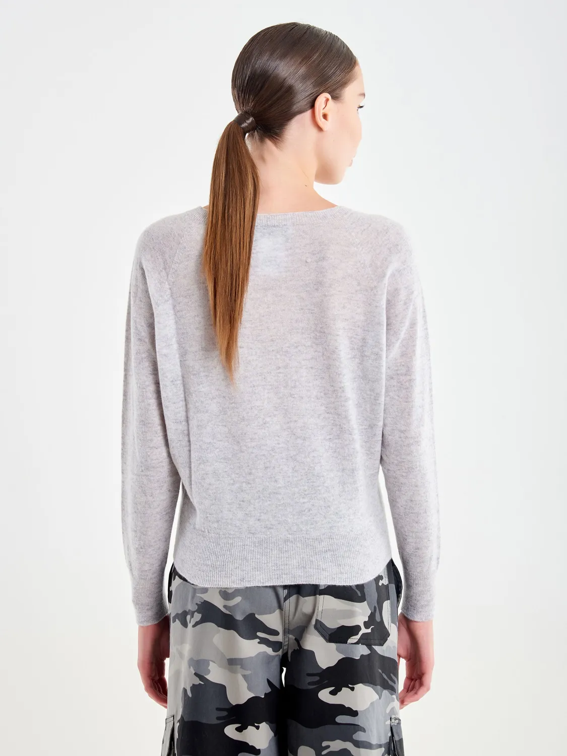 Vicolo pull girocollo grigio lana cashmere unica