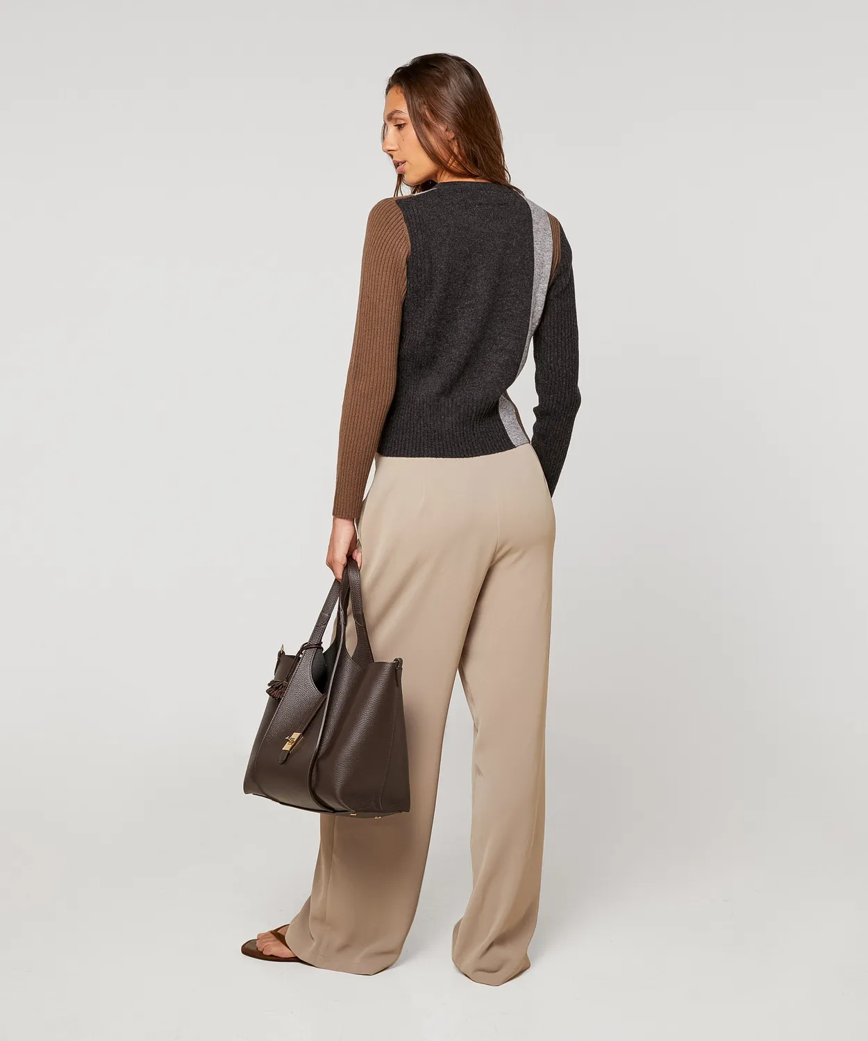 Rodier maglione girocollo antracite colorblock