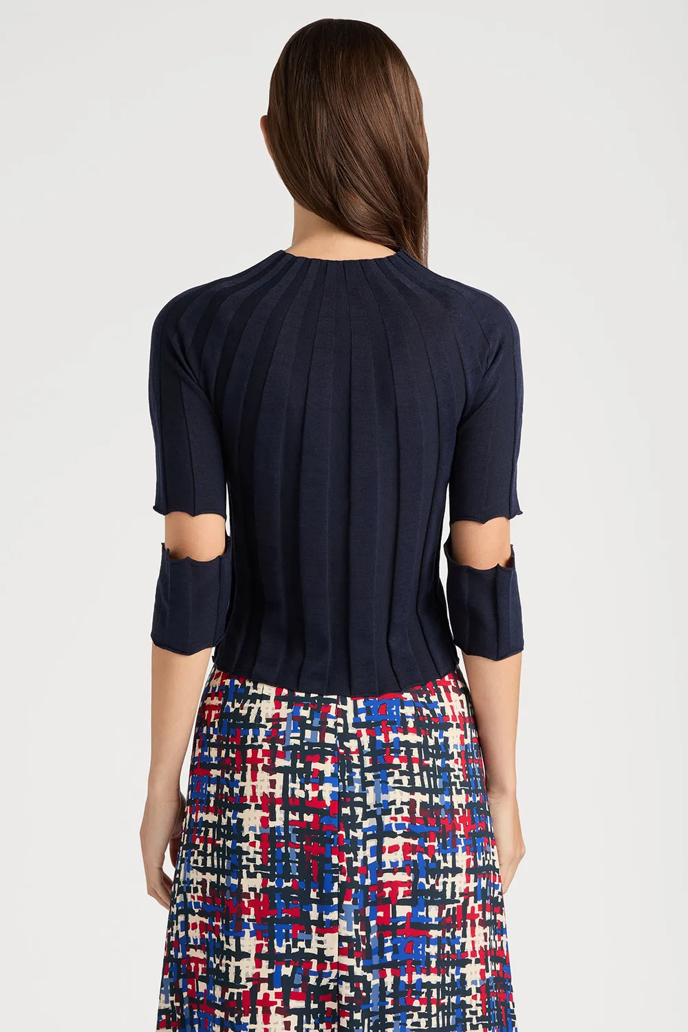 PORTS 1961 Luxe maglia navy cut-out seta cotone