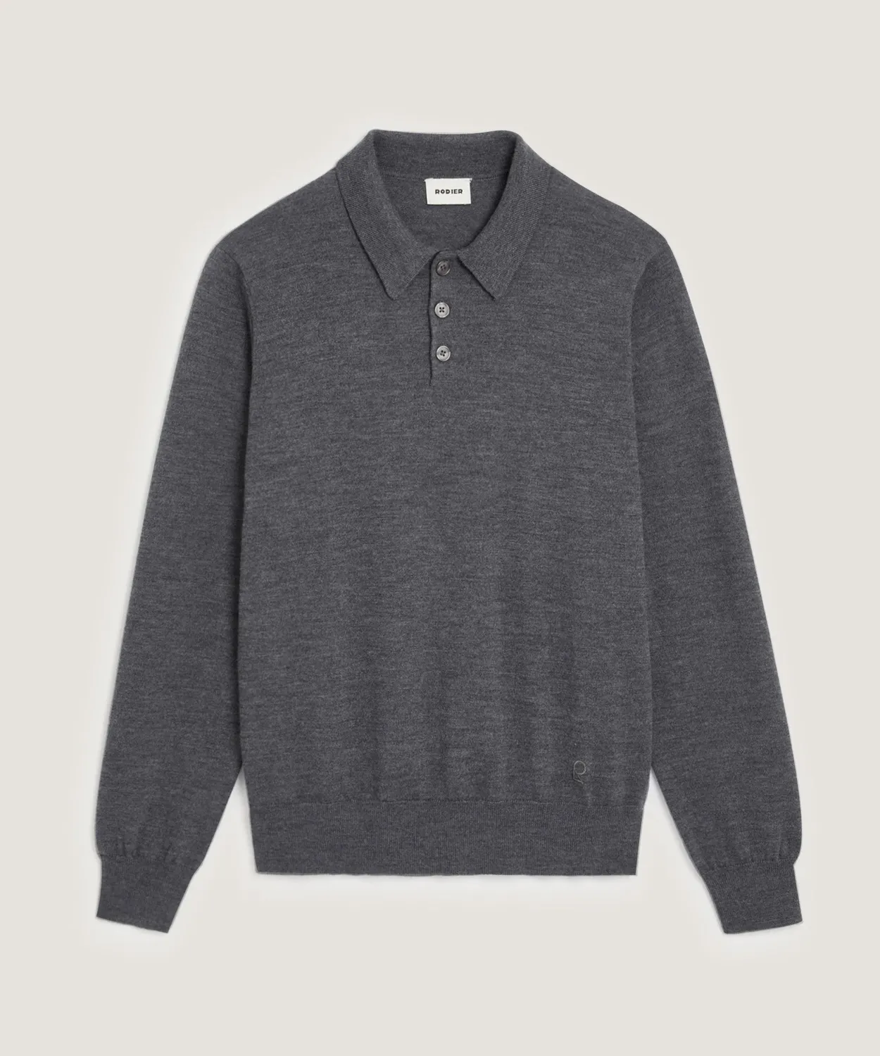 Rodier polo lana merino uomo grigio scuro