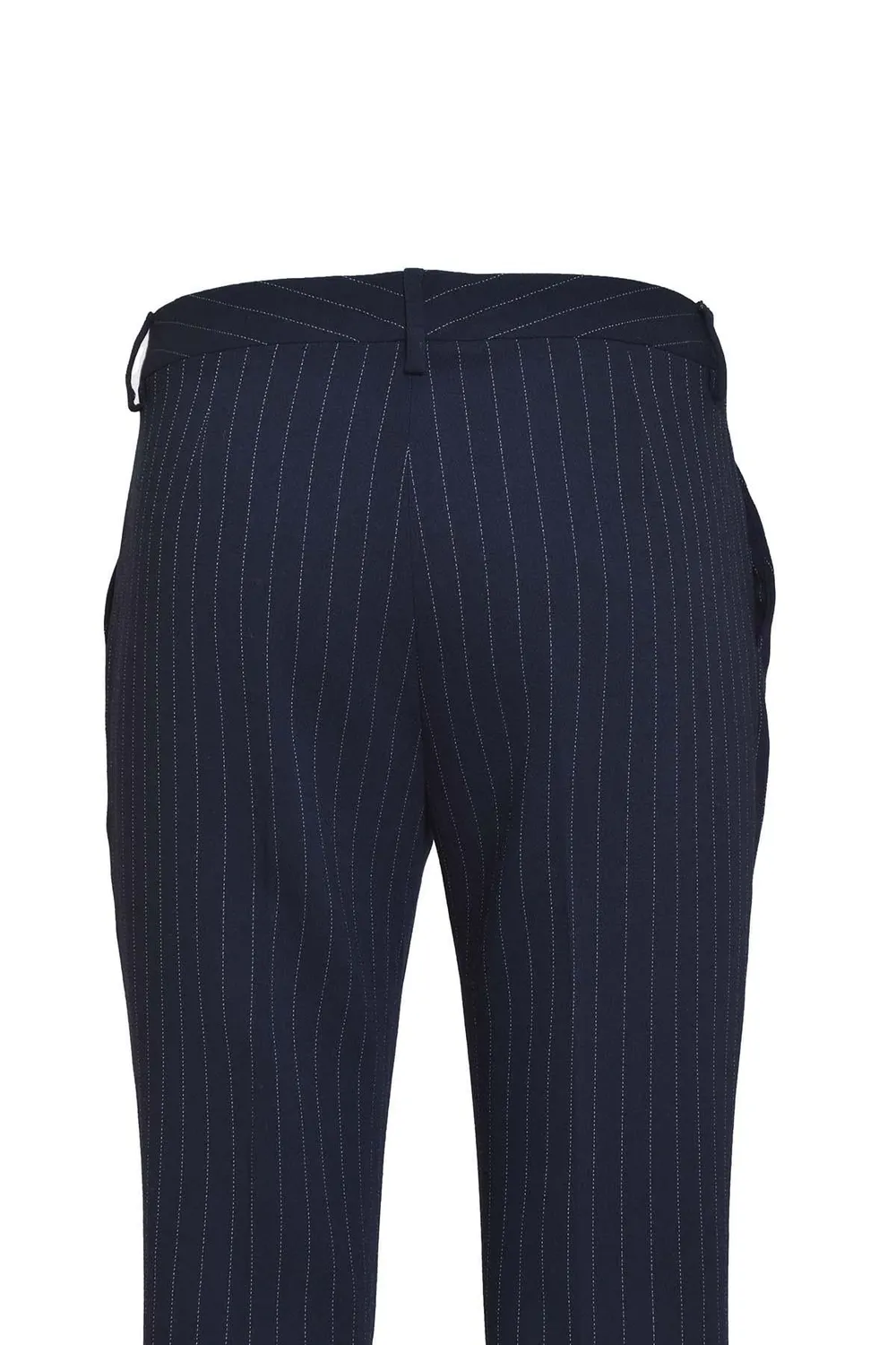 Etro 122301544 pantalone sigaretta blu 40 lana vergine
