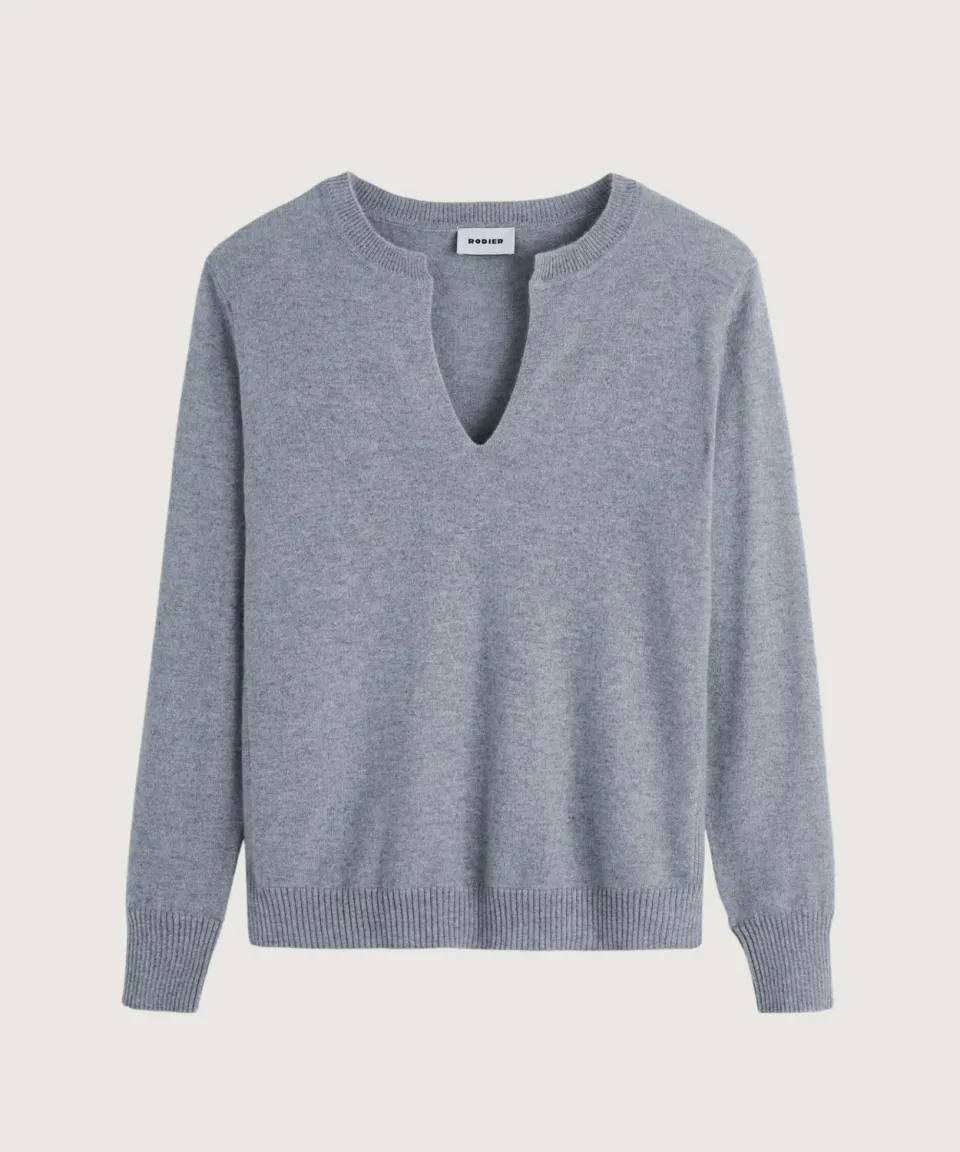 Rodier Maglia cashmere collo tunisino Grigio 38