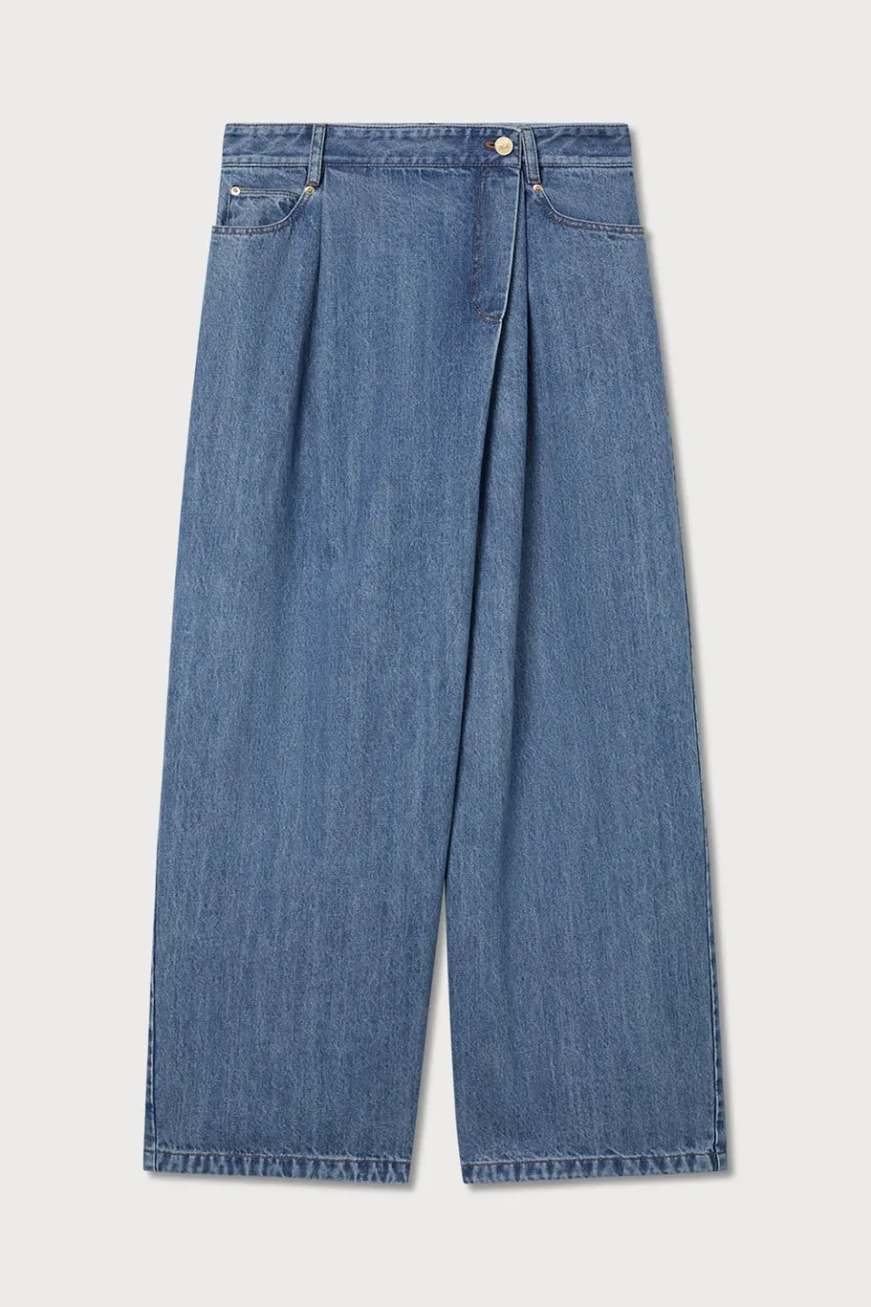 PORTS Wrap-Front Wide jeans indaco