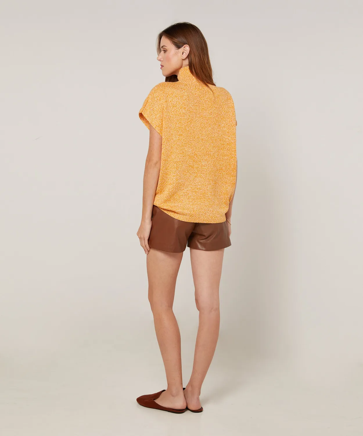 Rodier maglione lupetto maniche corte giallo mélange