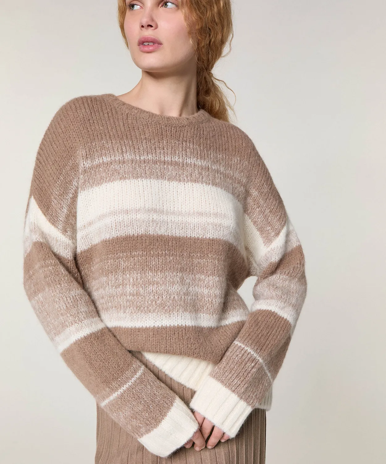 Rodier maglione alpaca righe tortora oversize