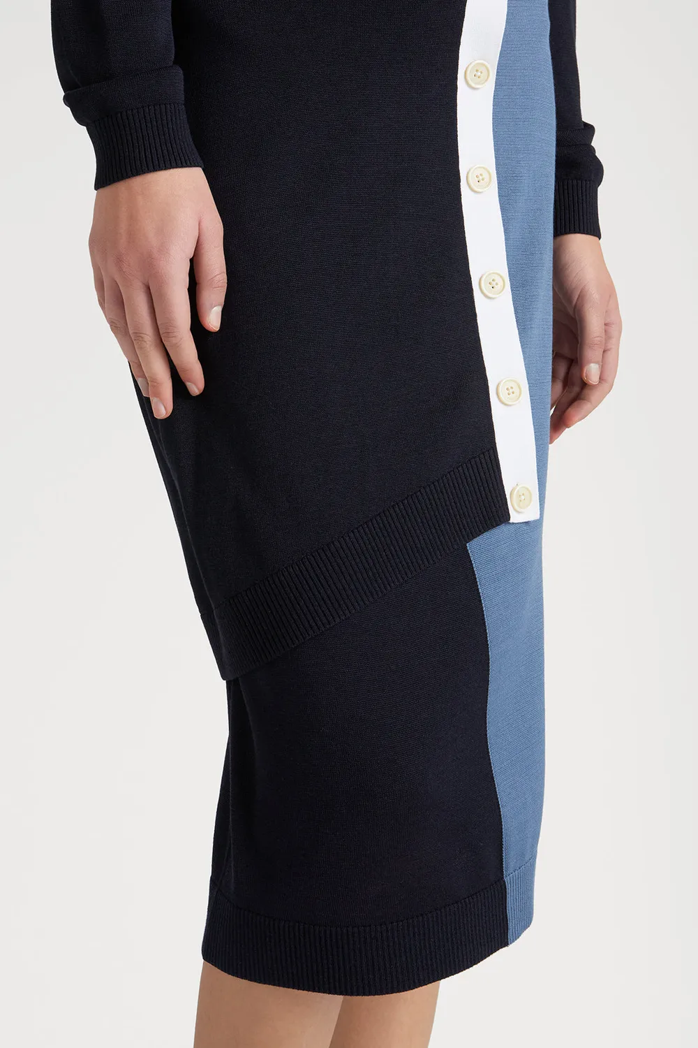 PORTS Buttoned Elegance Skirt gonna blu bottoni