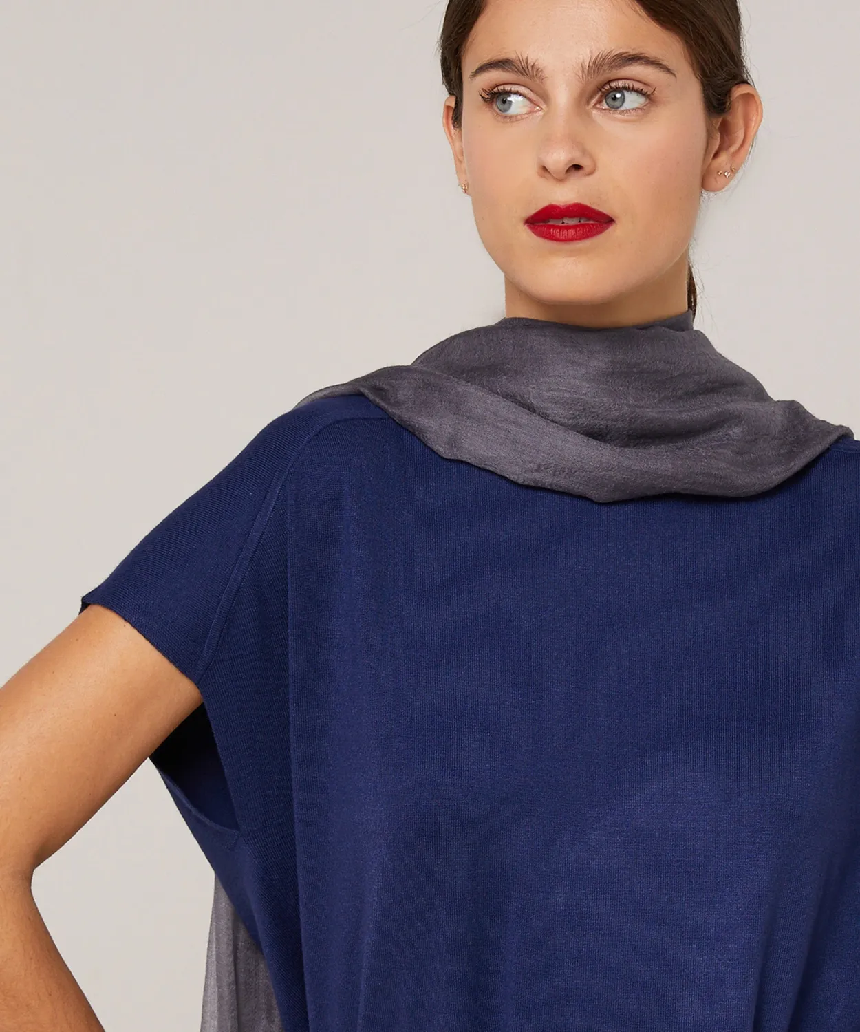 Rodier Sciarpa in Cashmere Pregiato Grigio Taglia Unica