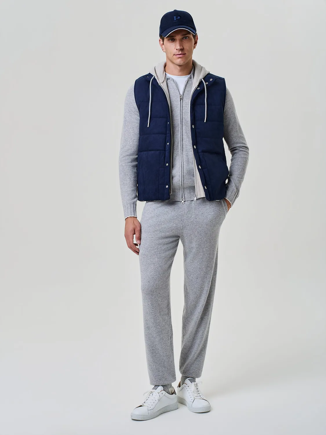 Paul Taylor Smanicato Eco Suede Blu Pettorina Maglia